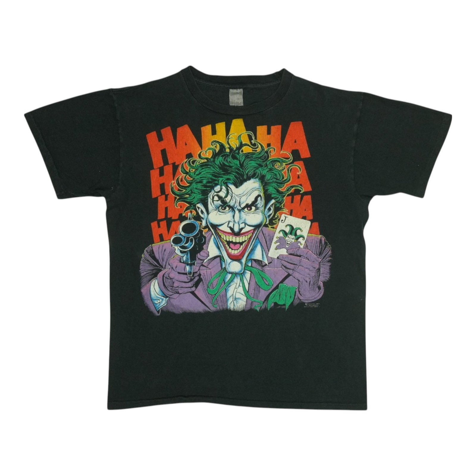 Vintage 1988 Joker HaHaHa Black DC Comics Cotton T Shirt: Vintage 1988 Joker HaHaHa Black DC Comics Cotton T Shirt This is an original vintage 1988 The Joker HaHaHa DC Comics shirt. Featuring a front graphic and no back graphics, this shirt is made from 100%