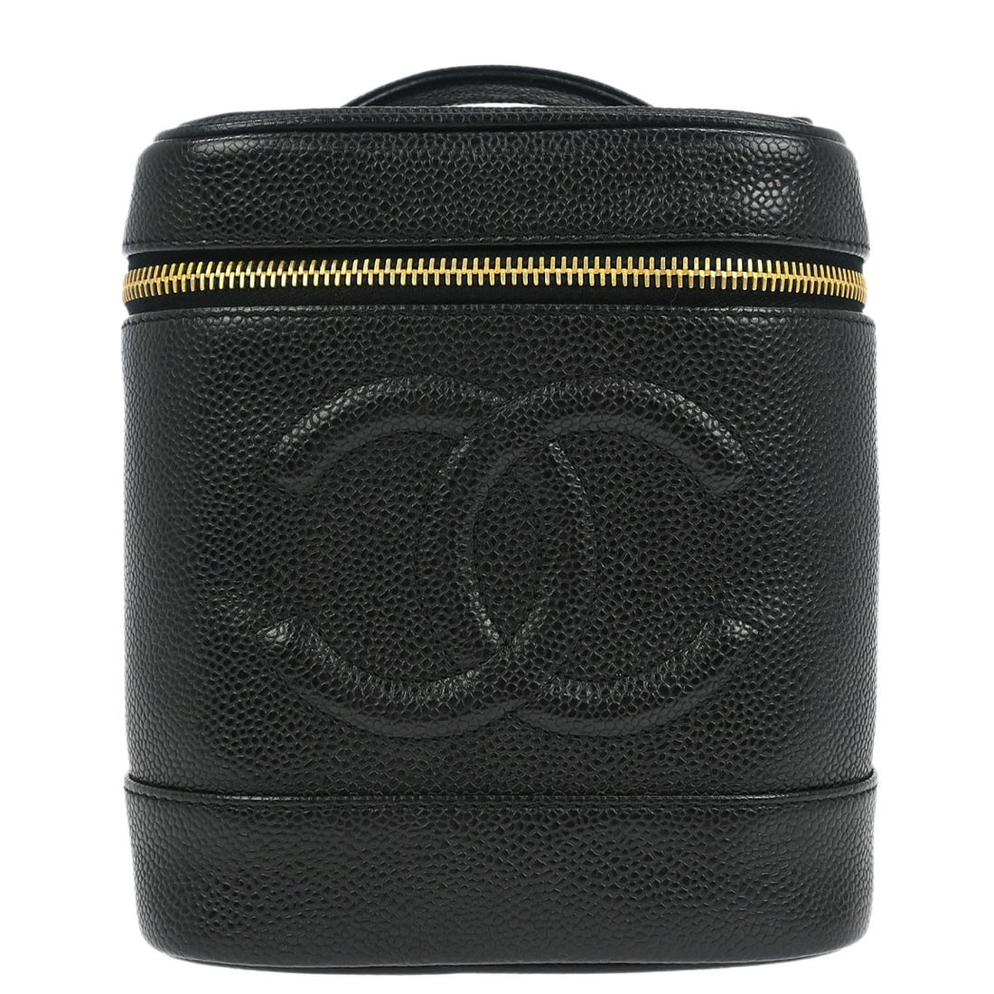 CHANEL CC Cosmetic Hand Bag black caviar leather vanity (1 of 10)