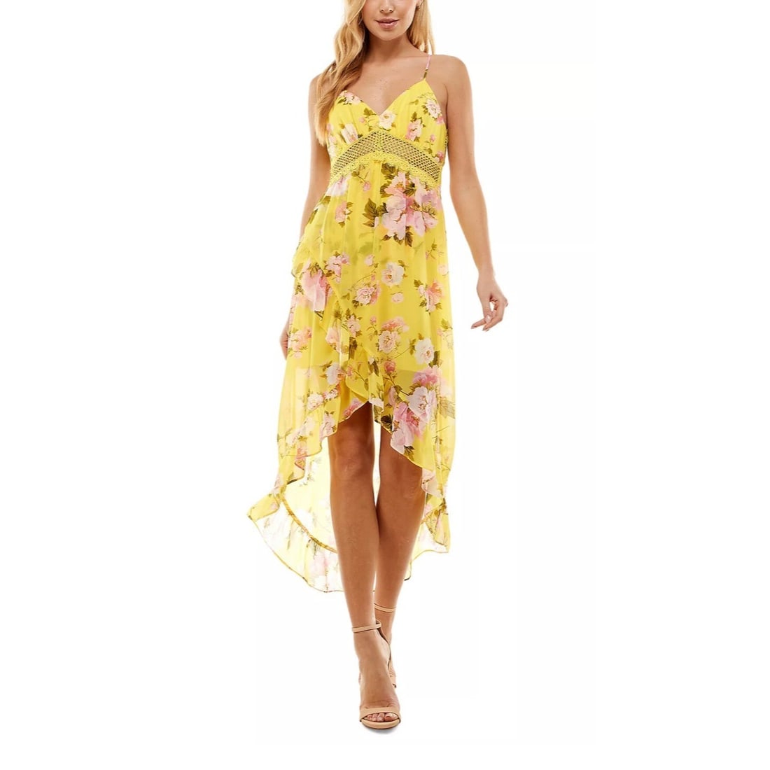 City Studio Juniors Floral Fit & Flare Midi Dress Yellow New With Tags (1 of 3)