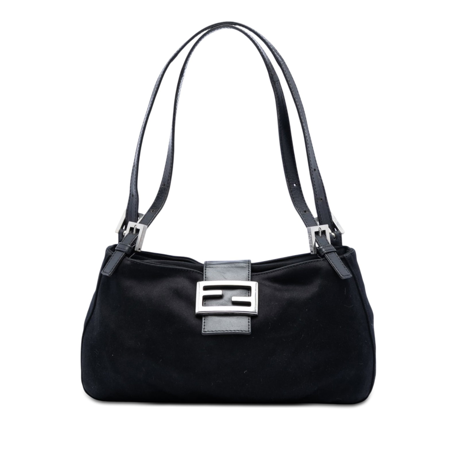 Fendi FF Cotton Shoulder Bag Black Leather Strap (1 of 5)