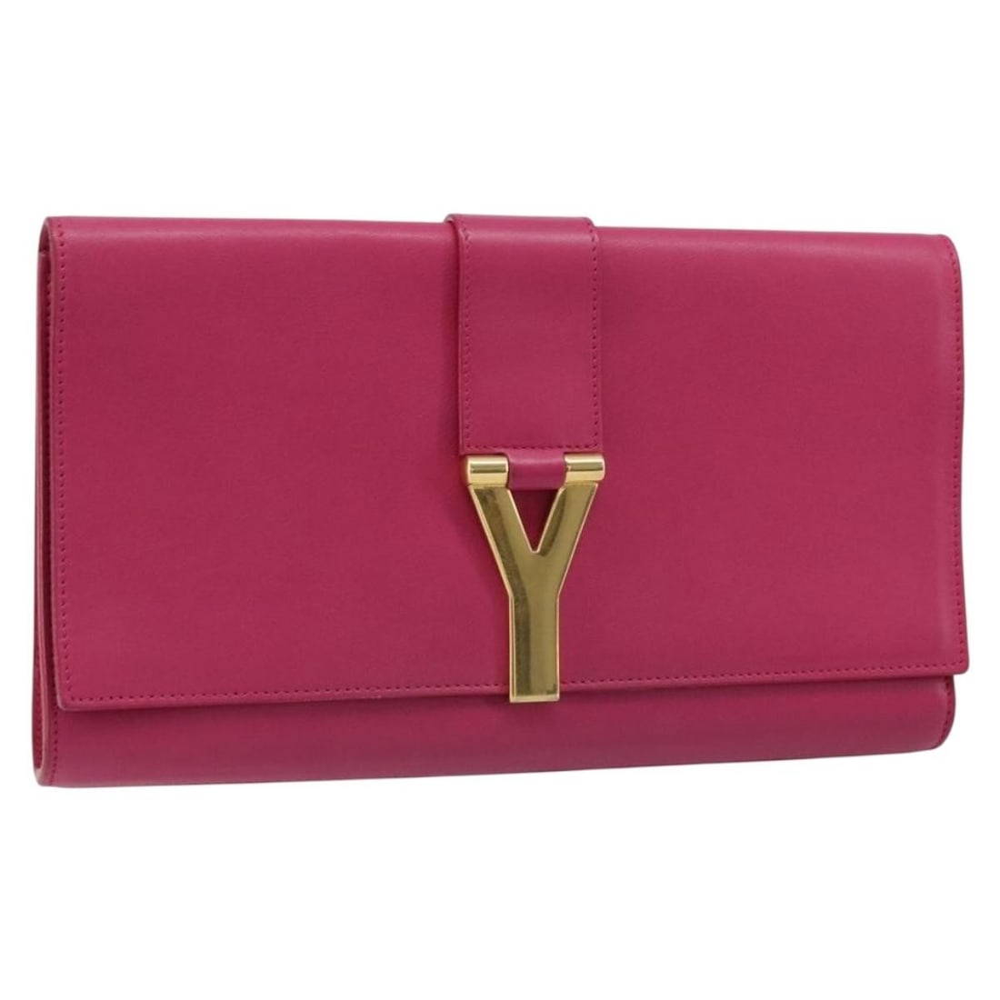 Saint Laurent 311213 Y Line Leather Clutch Pink Gold: Saint Laurent 311213 Y Line Leather Clutch Pink Gold Saint Laurent Y Line clutch bag in pink and gold leather, made in Italy. The bag measures approximately W28 cm x H15 cm x D3 cm (W11.0 x H5.9 x D1.
