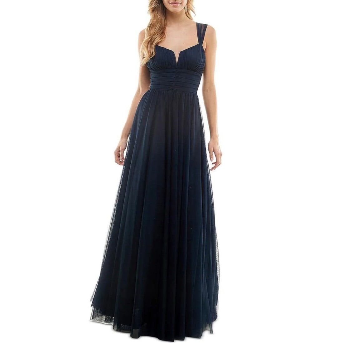 City Studio Emma Juniors Navy Blue Pleated Evening Dress Size 9 (1 of 2)
