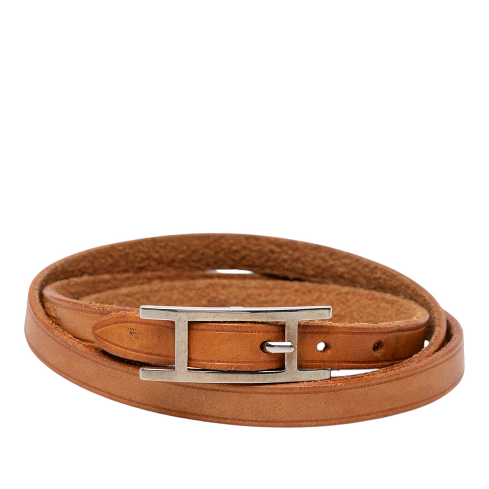 Hermes Hapi 3 MM Triple Tour Leather Bracelet Brown (1 of 6)