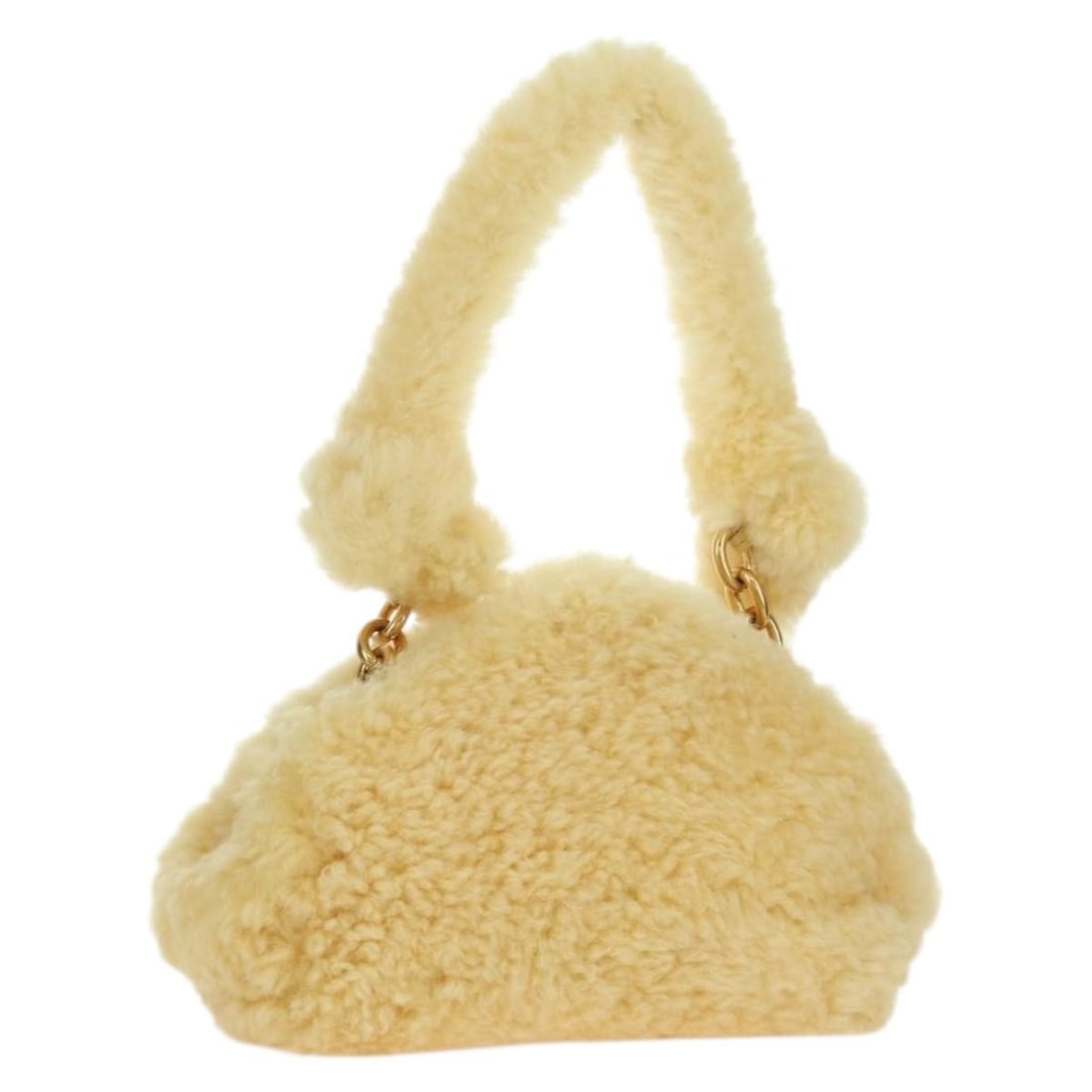 Bottega Veneta Fur Shoulder Bag in Yellow Gold 177150M: Bottega Veneta Fur Shoulder Bag in Yellow Gold 177150M This Bottega Veneta shoulder bag is crafted from fur in a yellow and gold colorway. Made in Italy, it features a shoulder strap drop of approxima