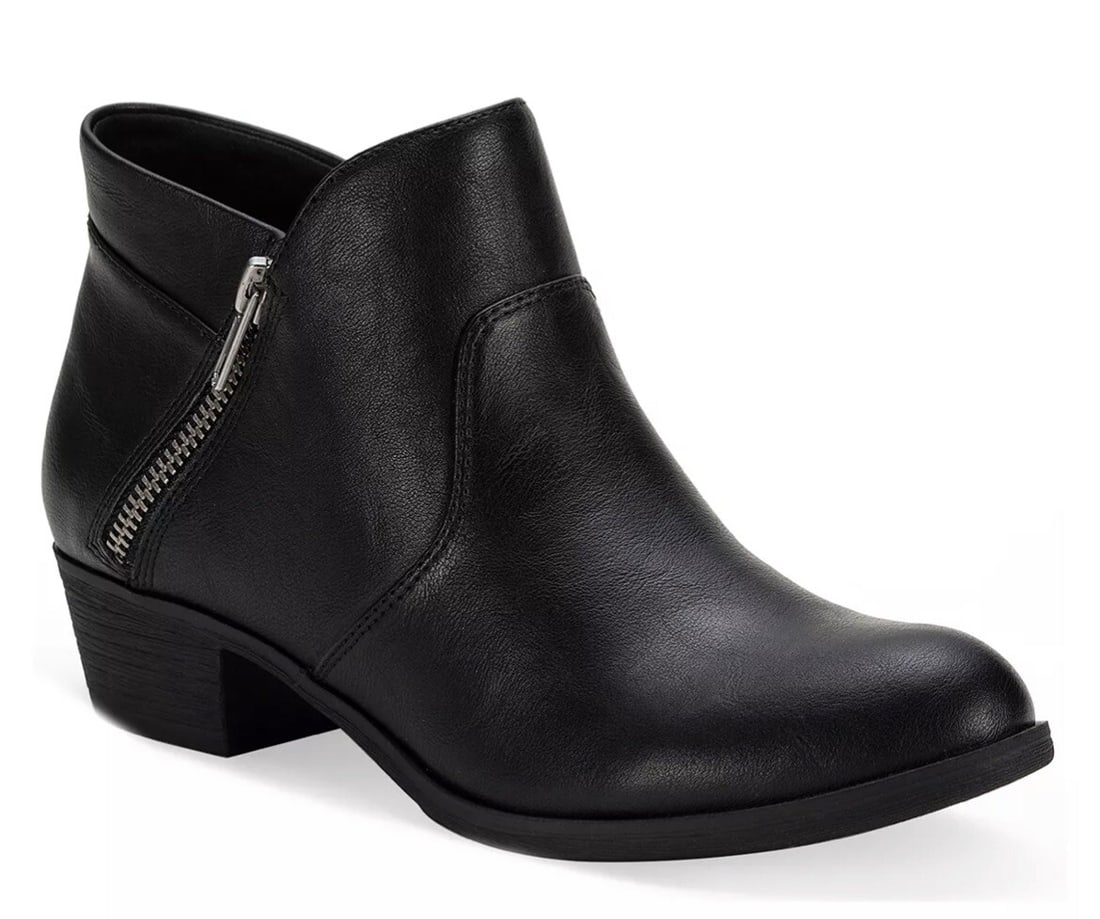 PLUS Abby Double Zip Booties Black Leather 6M with Block Heel (1 of 7)