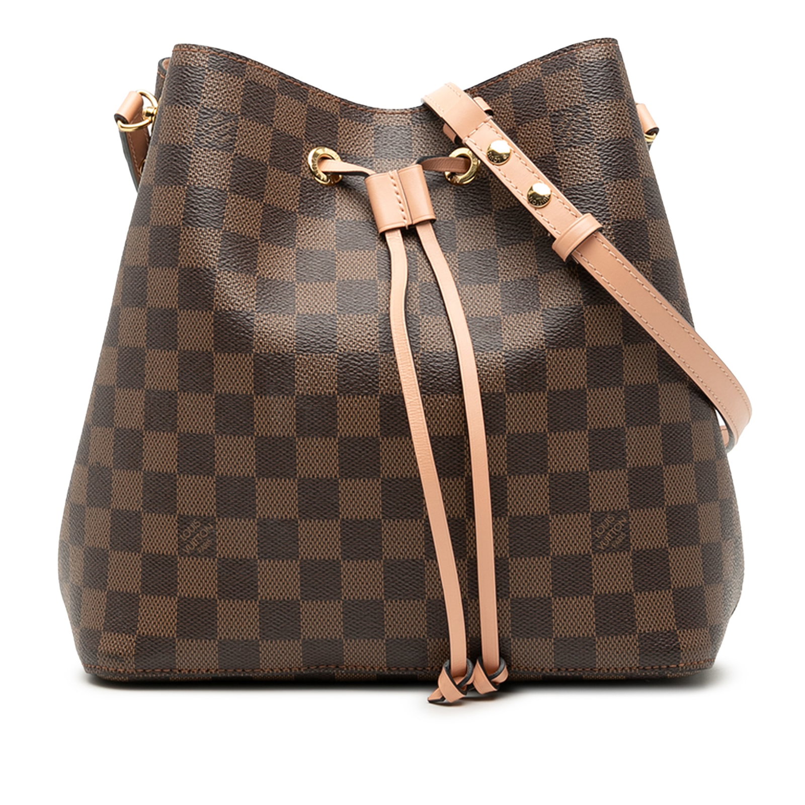 Louis Vuitton NeoNoe MM Damier Ebene Canvas Shoulder Bag: Louis Vuitton NeoNoe MM Damier Ebene Canvas Shoulder Bag The Louis Vuitton Damier Ebene NeoNoe MM features a Damier Ebene canvas body with a flat leather strap, an open top with a drawstring closure, 