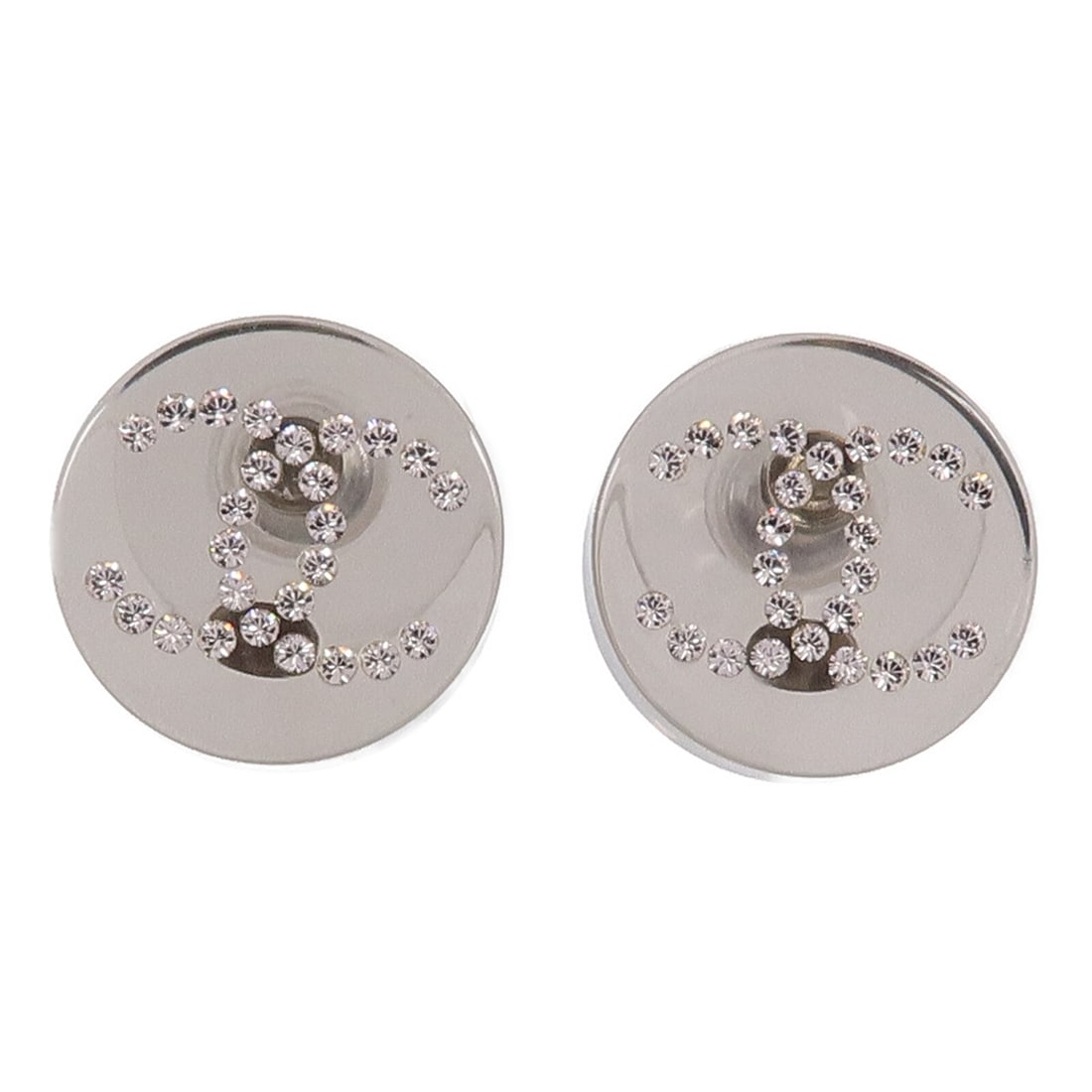 Black and Silver Resin Crystal Earrings by CHANEL: Black and Silver Resin Crystal Earrings by CHANEL CHANEL earrings featuring a black and silver color combination with resin and crystal details. The item is listed in very good AB condition. Accessori