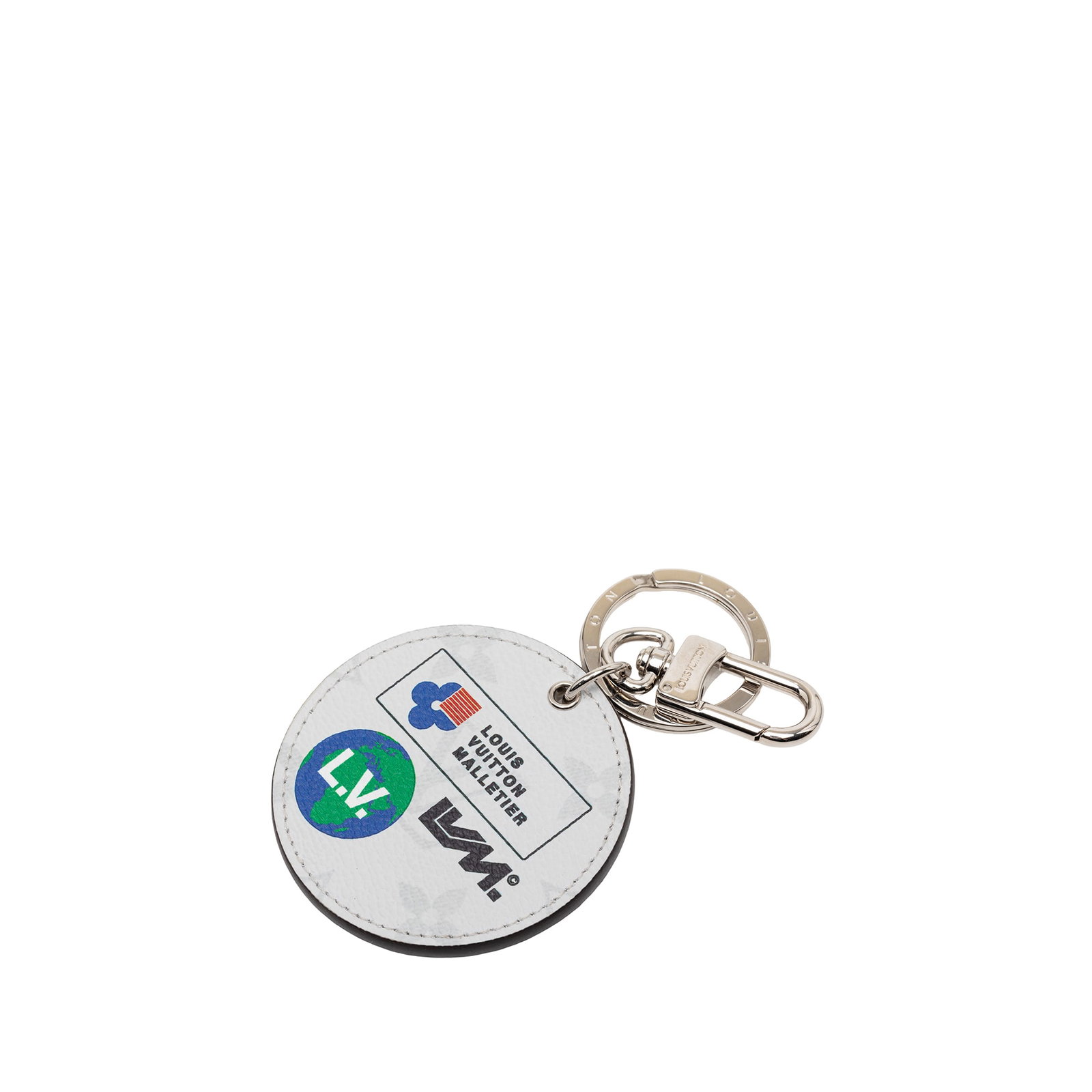 Louis Vuitton Monogram Portefeuille Round Key Chain Fabric Gray: Louis Vuitton Monogram Portefeuille Round Key Chain Fabric Gray This Louis Vuitton Monogram Portefeuille Round Key Chain showcases a printed monogram canvas body in gray, complemented by a metal key r