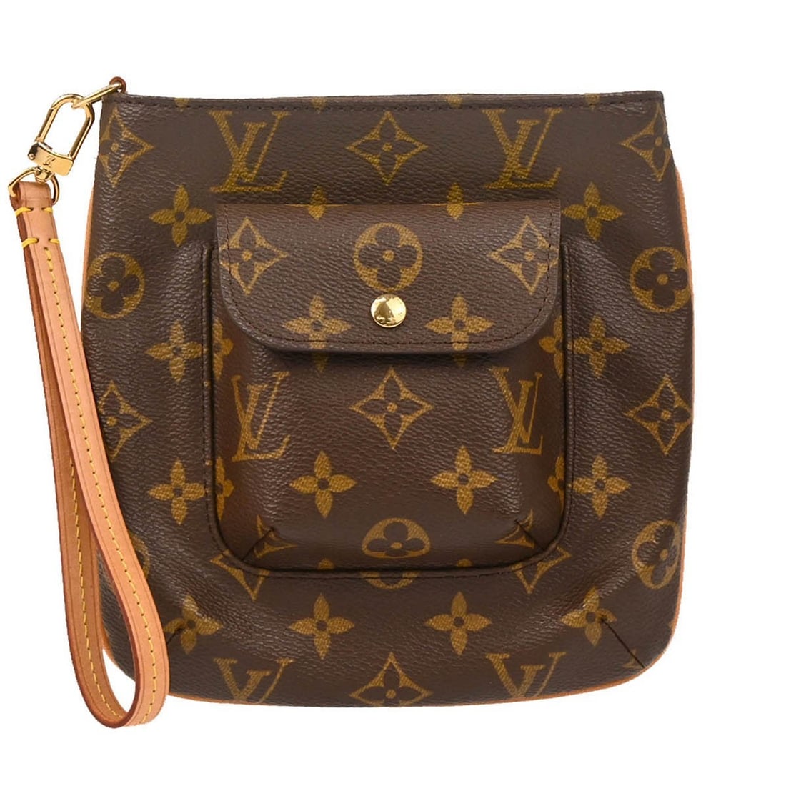 Louis Vuitton Partition Mini Wristlet Pouch in Monogram Canvas: Louis Vuitton Partition Mini Wristlet Pouch in Monogram Canvas Louis Vuitton Partition pouch in Monogram canvas with leather trim and a zip closure. This mini unisex wristlet-style bag features an ext