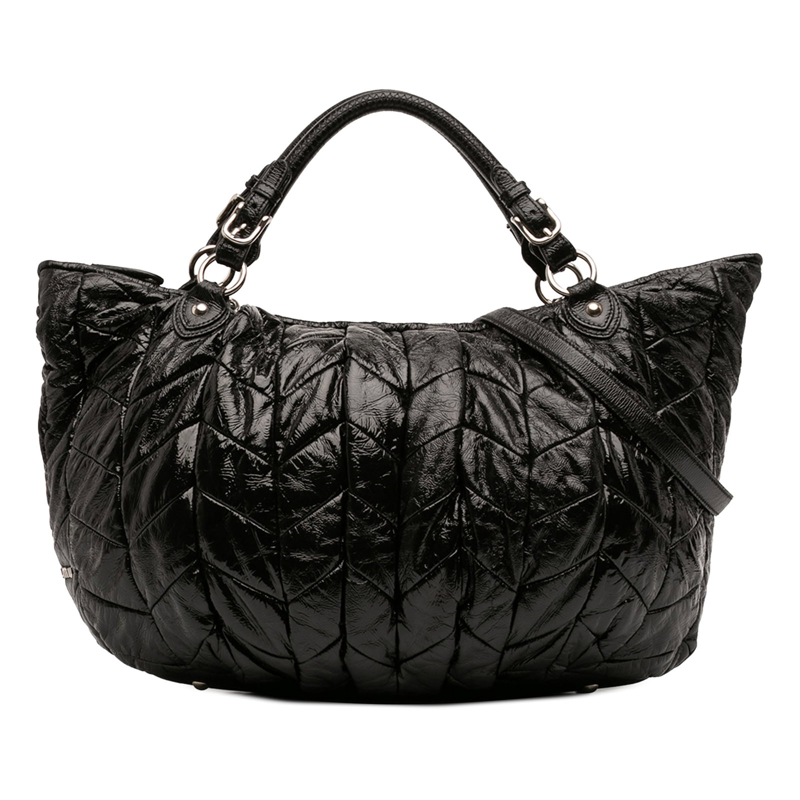 Miu Miu black patent leather quilted hobo bag (1 of 6)