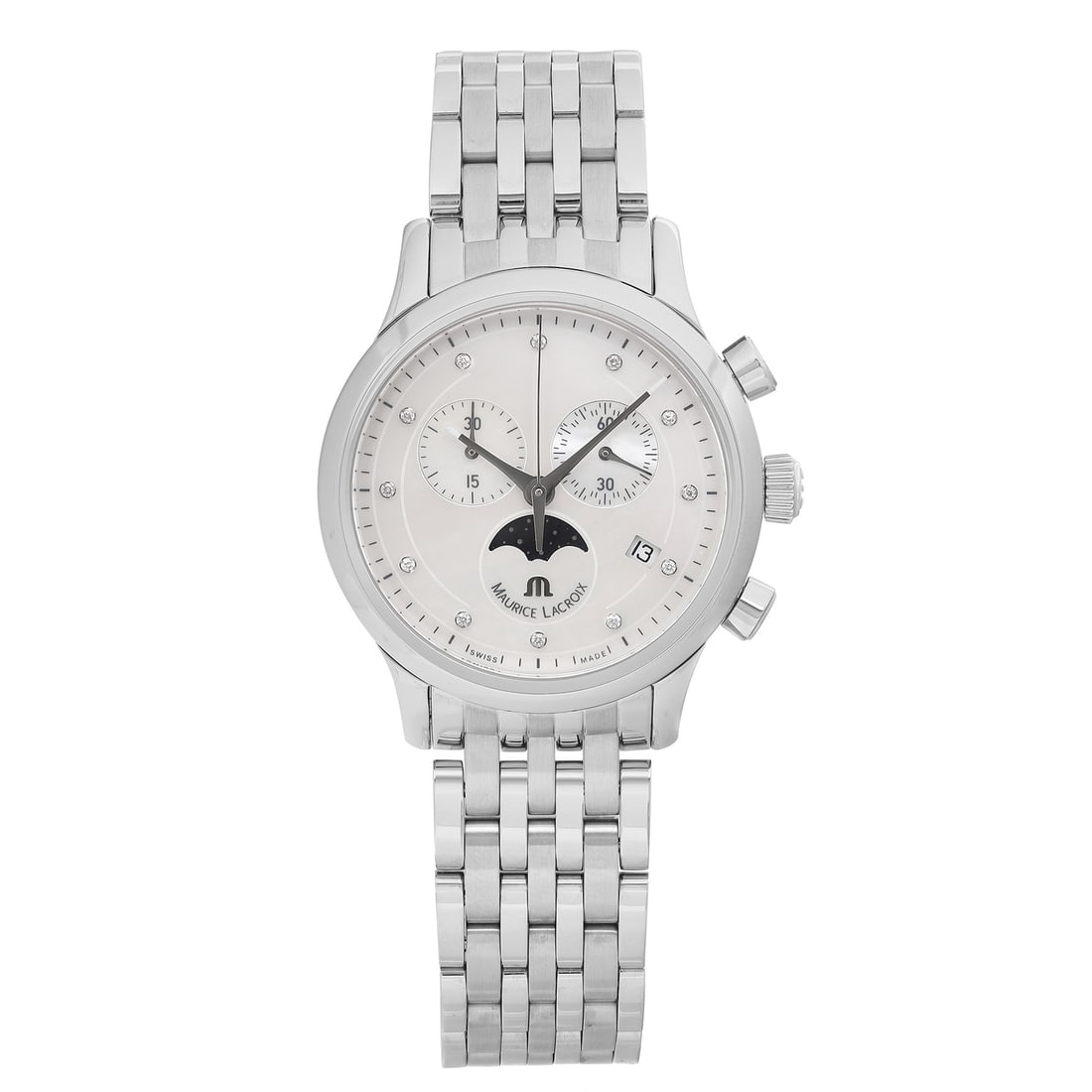 Maurice Lacroix Les Classiques 38mm MOP Dial Ladies Watch with Box and Papers: Maurice Lacroix Les Classiques 38mm MOP Dial Ladies Watch with Box and Papers Elevate your elegance with the Maurice Lacroix Les Classiques wristwatch, designed for the sophisticated lady. This