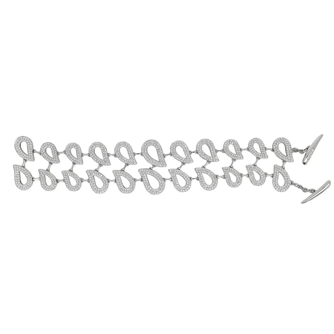 Rinaldo Gavello 18k White Gold Diamond Tennis Bracelet 7.50 ctw: Rinaldo Gavello 18k White Gold Diamond Tennis Bracelet 7.50 ctw This elegant Rinaldo Gavello tennis bracelet is crafted from 18k white gold and features double outlined drop motifs adorned with pave