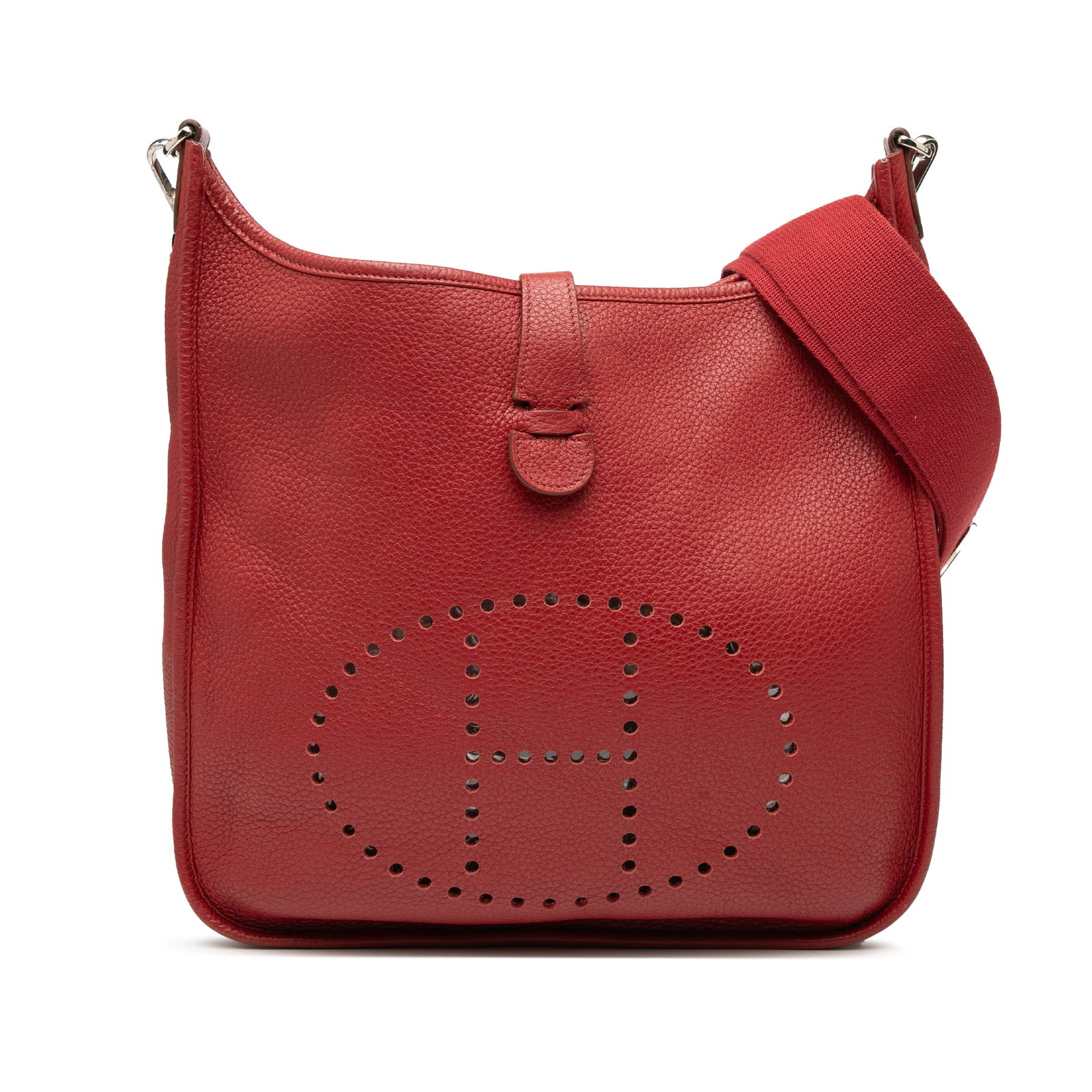 Hermes Togo Evelyne III 33 Red Leather Bag with Adjustable Strap: Hermes Togo Evelyne III 33 Red Leather Bag with Adjustable Strap The Hermes Togo Evelyne III 33 is a stylish and functional bag crafted from premium Togo leather in a striking Rouge Garance red