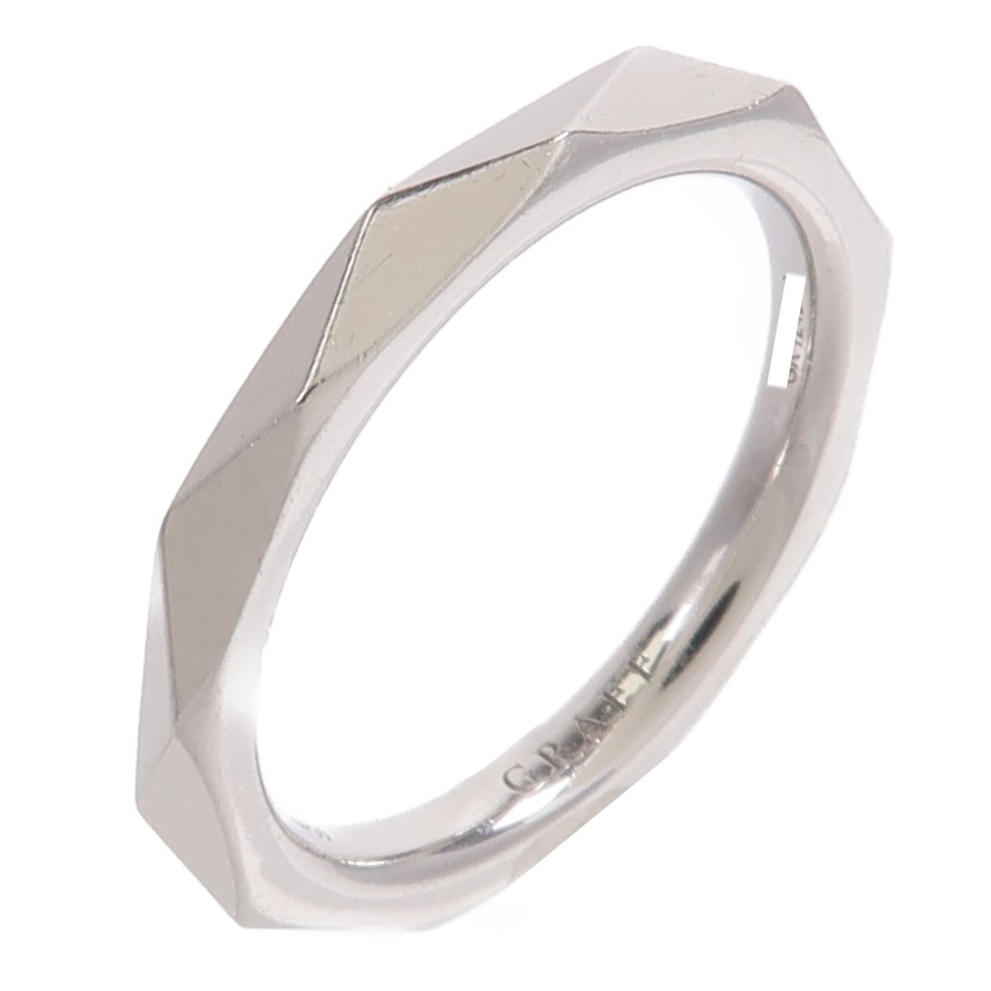 18K White Gold Ring GRAFF Laurence Graff Signature Band Size 4.75: 18K White Gold Ring GRAFF Laurence Graff Signature Band Size 4.75 A GRAFF Laurence Graff Signature Band in 18K white gold, presented in size US 4.75 with engraved number 49. The ring is described as s