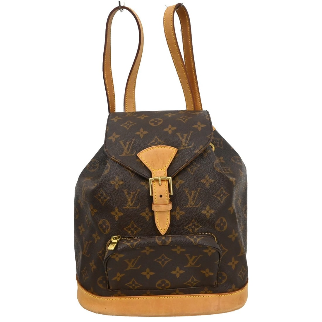 Louis Vuitton M51136 Montsouris MM Monogram Canvas Backpack: Louis Vuitton M51136 Montsouris MM Monogram Canvas Backpack Vintage Louis Vuitton Montsouris MM backpack bag in brown Monogram canvas with leather trim. This women's medium backpack features a flap bu