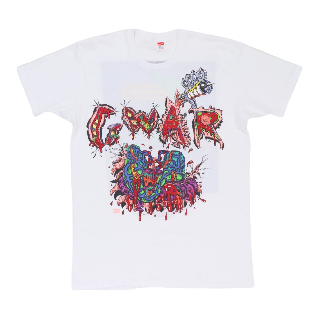 Vintage 1992 GWAR Graphic White Cotton T-Shirt Size XL: Vintage 1992 GWAR Graphic White Cotton T-Shirt Size XL This is an original vintage 1992 GWAR "Pray They Don't Come To Your Town" shirt featuring graphics on both the front and back. The shirt is not a
