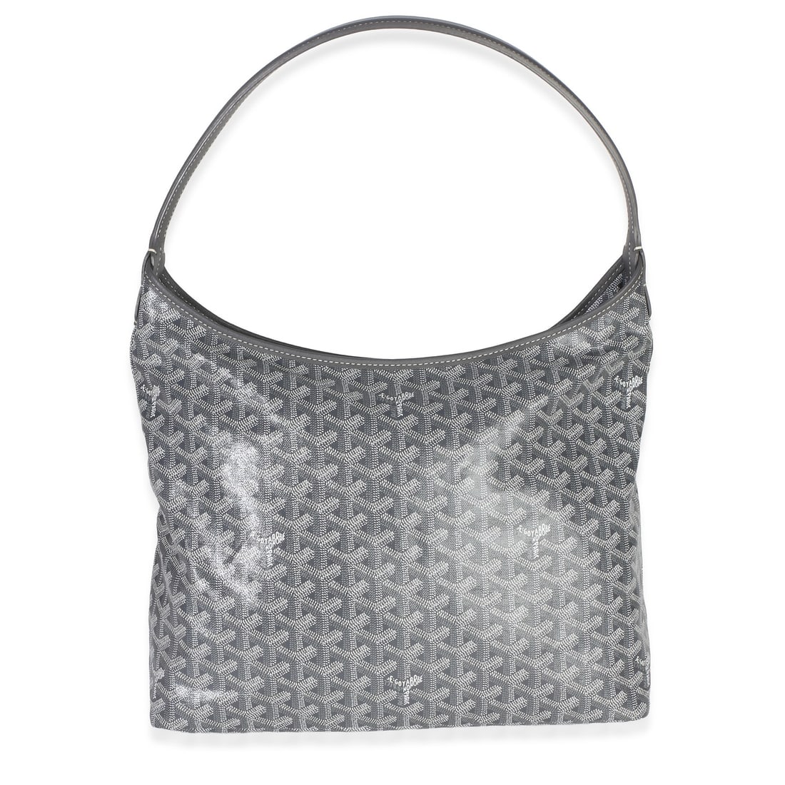 Goyard Boheme Hobo Gray Canvas Zip-Top Handbag: Goyard Boheme Hobo Gray Canvas Zip-Top Handbag This pre-owned Goyard Boheme Hobo handbag features the signature Goyardine canvas in a sophisticated gray color. Designed with a zip-top closure and silv