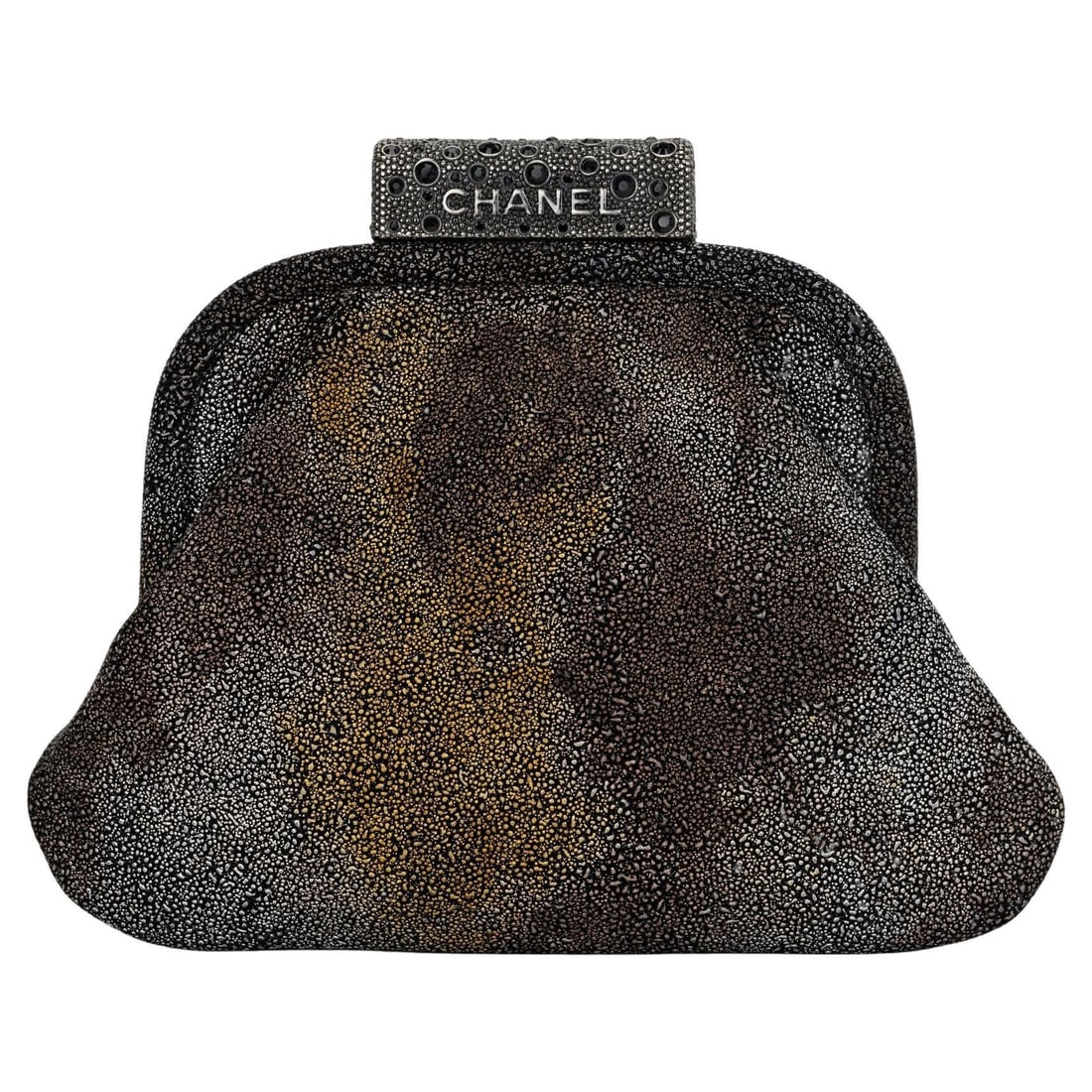 Chanel Grey Beaded Stingray Evening Clutch Collection 17 with Hologram: Chanel Grey Beaded Stingray Evening Clutch Collection 17 with Hologram Enhance your evening ensemble with this exquisite Chanel Grey Beaded Stingray Evening Bag. This elegant clutch features a stunnin