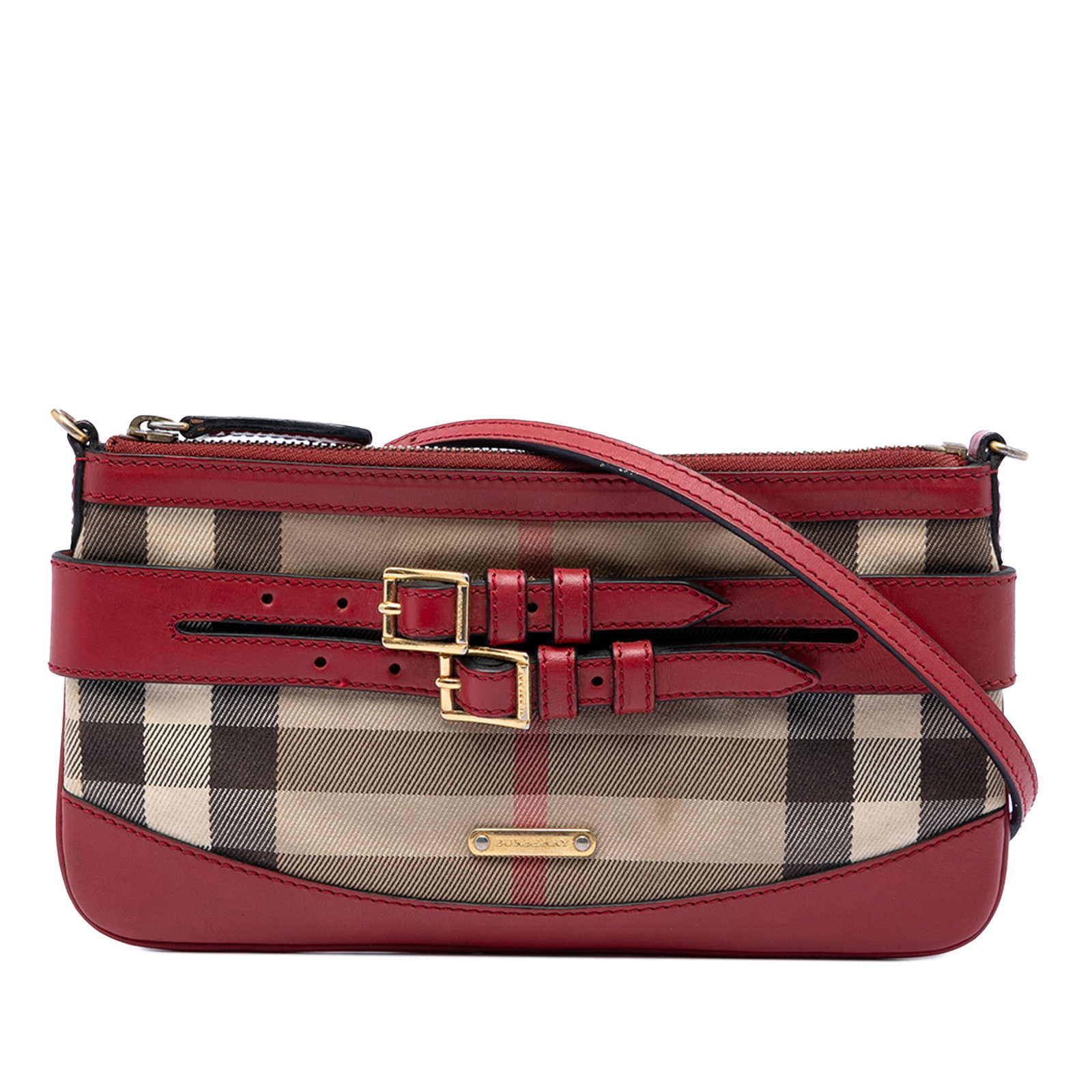 Burberry Langford House Check Crossbody Canvas Bag: Burberry Langford House Check Crossbody Canvas Bag This Burberry House Check Canvas Bridle Langford Crossbody bag features a canvas body with leather belt details, an adjustable flat strap, and a top 
