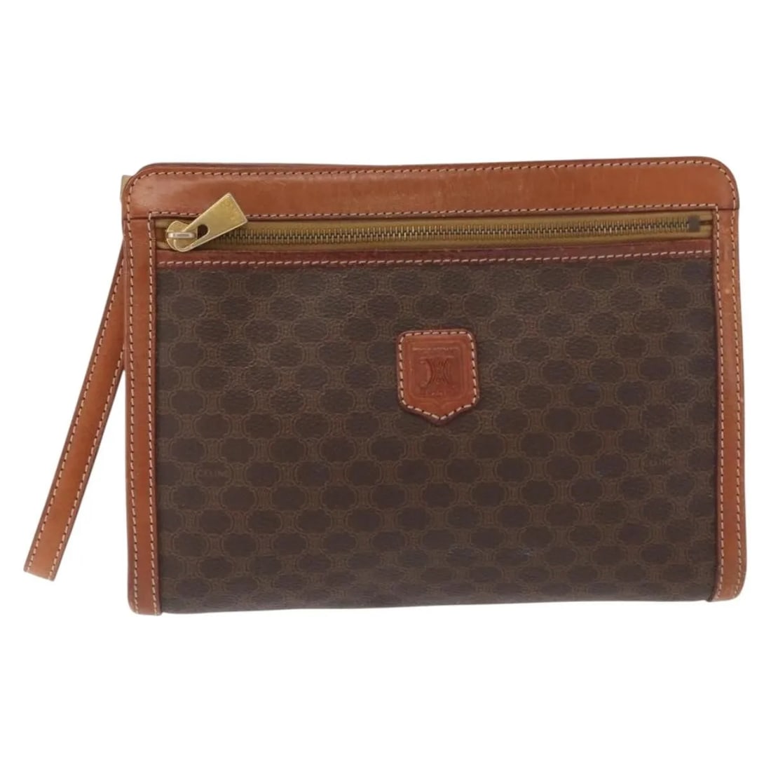 Celine Macadam Pochette Brown Canvas Leather Pouch (1 of 18)
