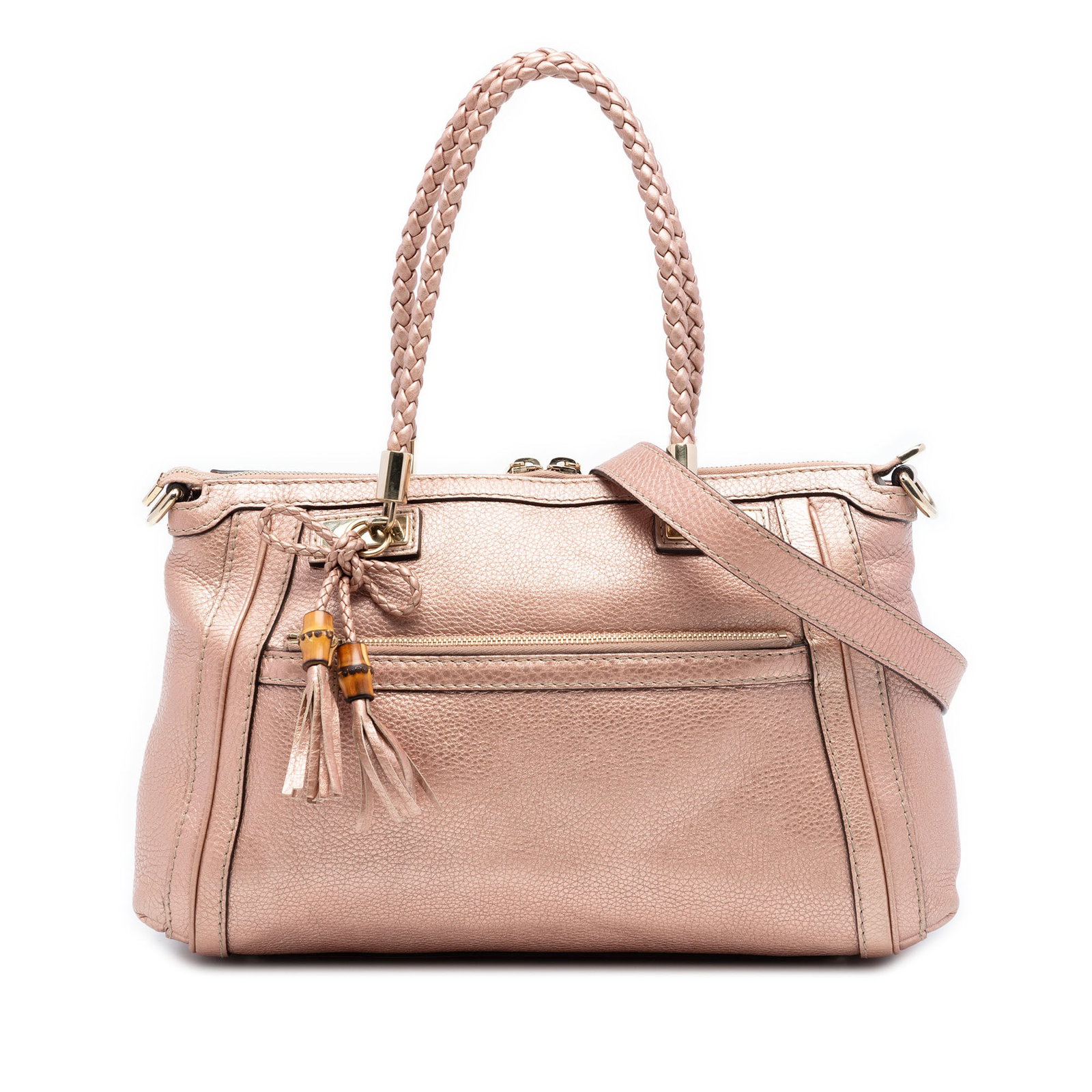 Gucci Bella Pink Metallic Leather Satchel (1 of 7)