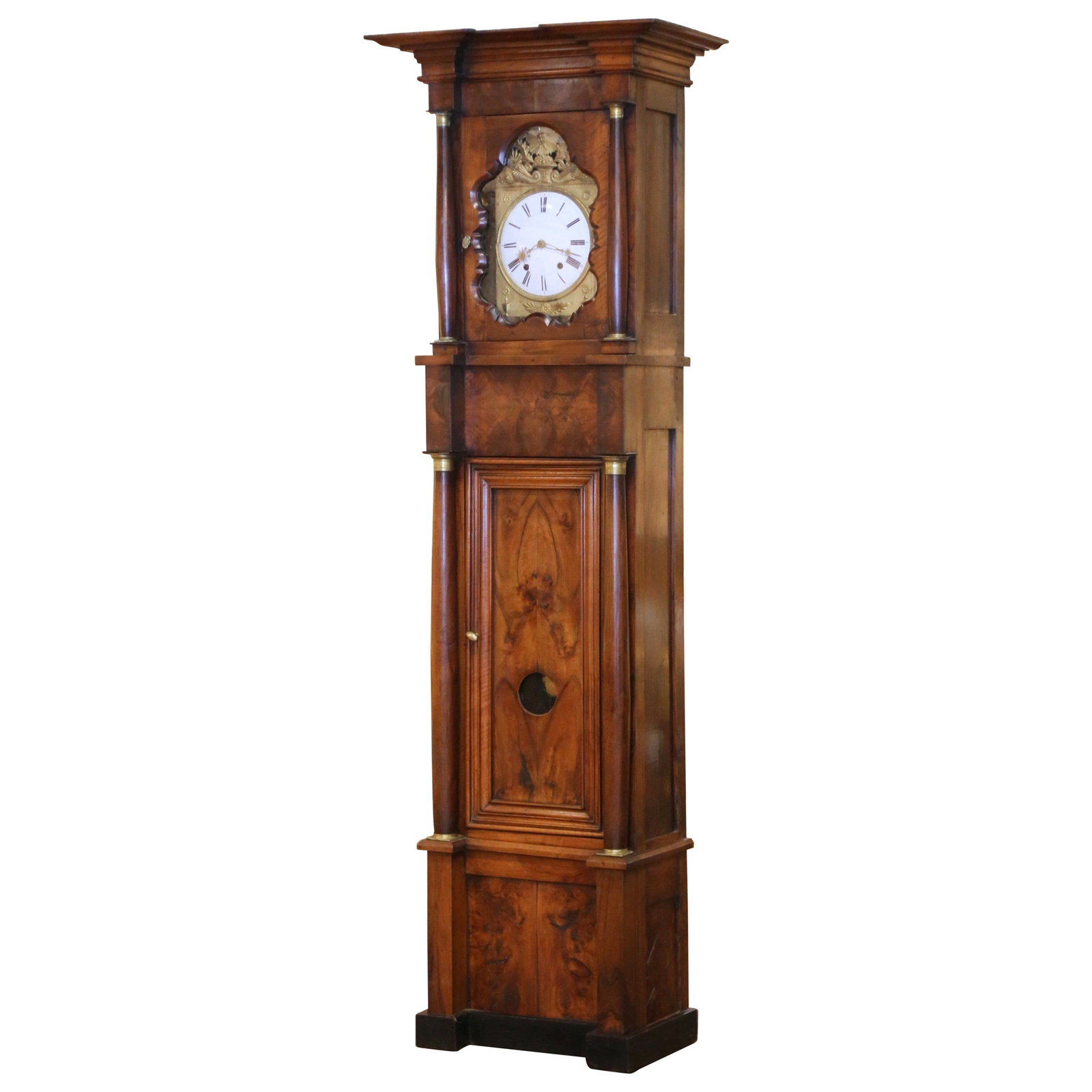 French Empire Walnut Tall Case Clock circa 1840 93 in (1 of 10)