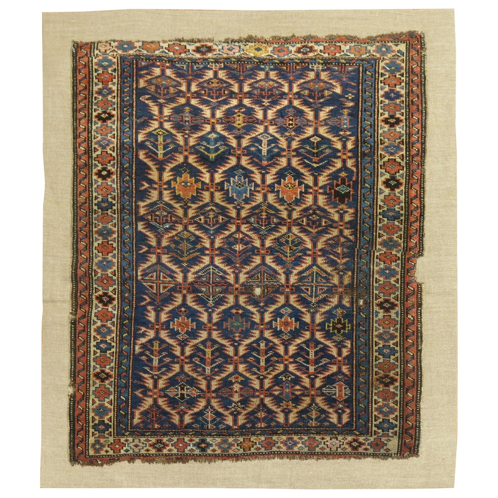 Zabihi Collection 19th Century Caucasian Kuba Rug Hand-Stitched on Linen (1 of 4)