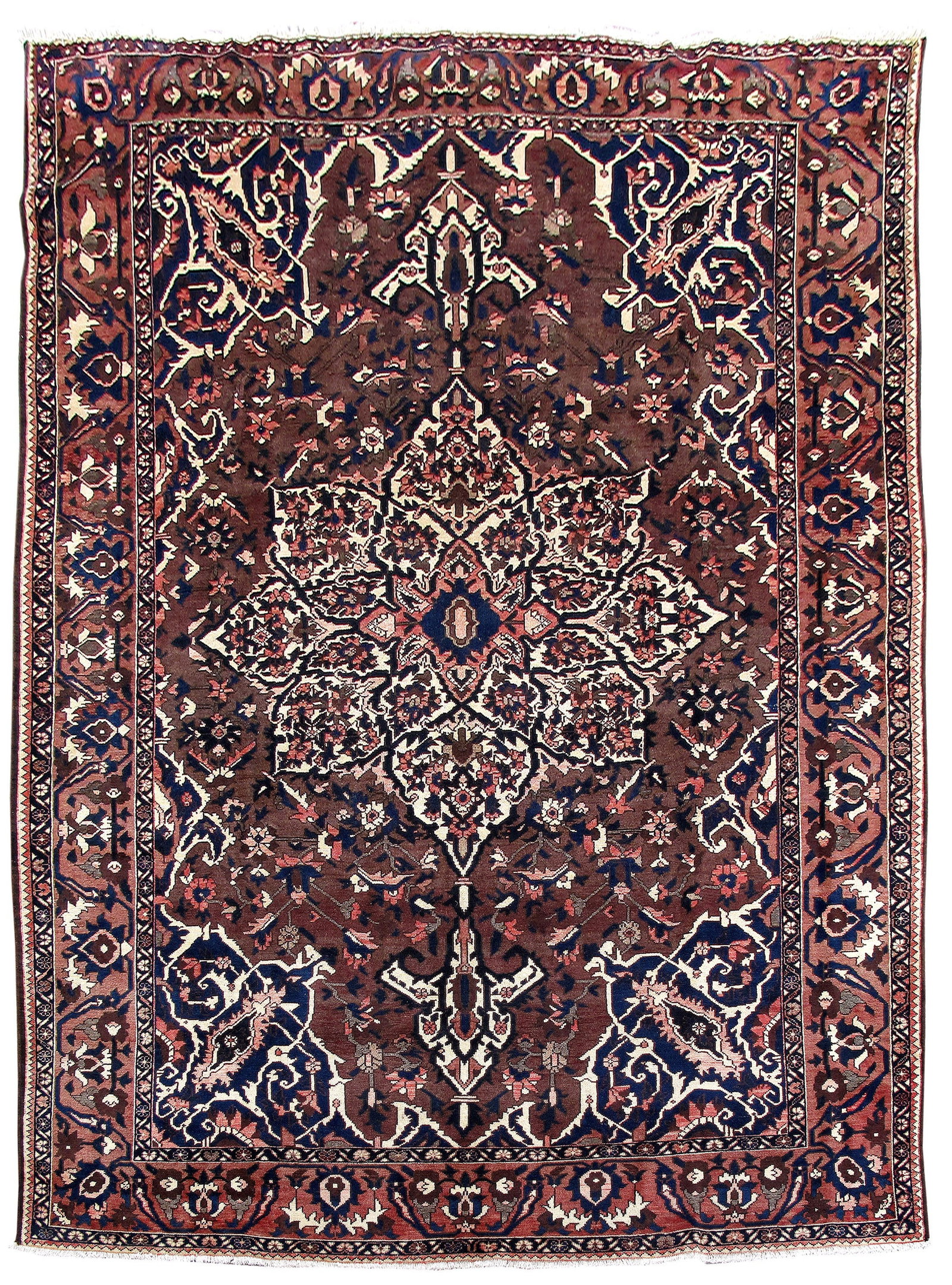 8'8 x 11'8 Hand-Knotted Brown Persian Bakhtiari Wool Rug: 8'8 x 11'8 Hand-Knotted Brown Persian Bakhtiari Wool Rug Free continental US Shipping This handcrafted Persian Bakhtiari rug features a traditional design with bold floral motifs and garden-inspired p