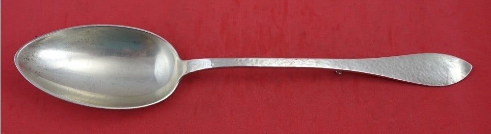 Shreve Antique Hammered Sterling Silver Stuffing Spoon 11.75 inches: Shreve Antique Hammered Sterling Silver Stuffing Spoon 11.75 inches This exquisite serving spoon, crafted by Shreve, features a distinctive Antique Hammered design that adds a touch of elegance to any