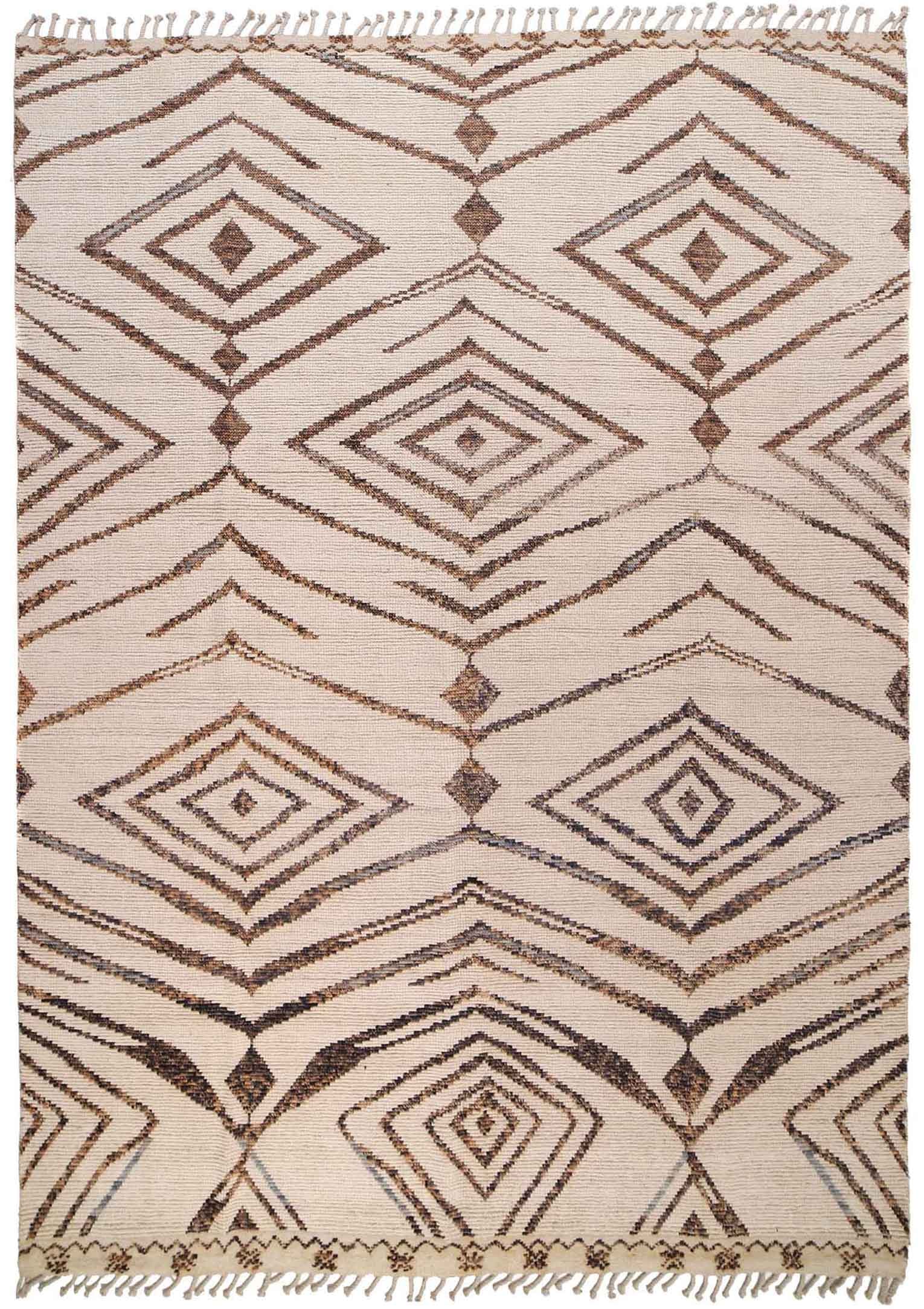 9' x 12.7' Moroccan Handmade Wool Rug Taupe Brown Geometric Pattern (1 of 9)