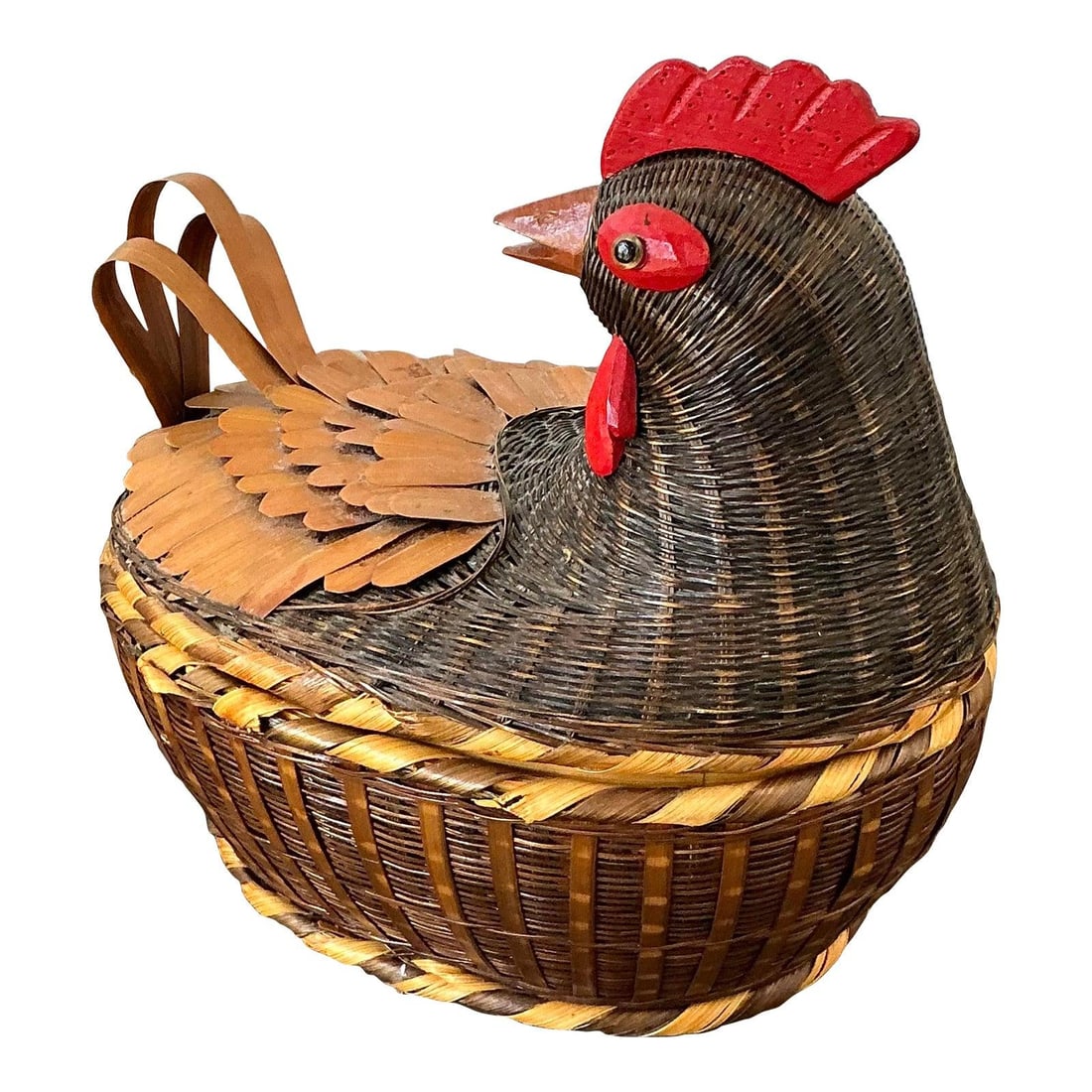 Lidded Wicker Chicken Basket Shanghai Weave (1 of 10)