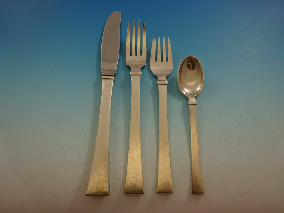 Hans Hansen Bell Sterling Silver 4-Piece Dinner Setting (1 of 8)