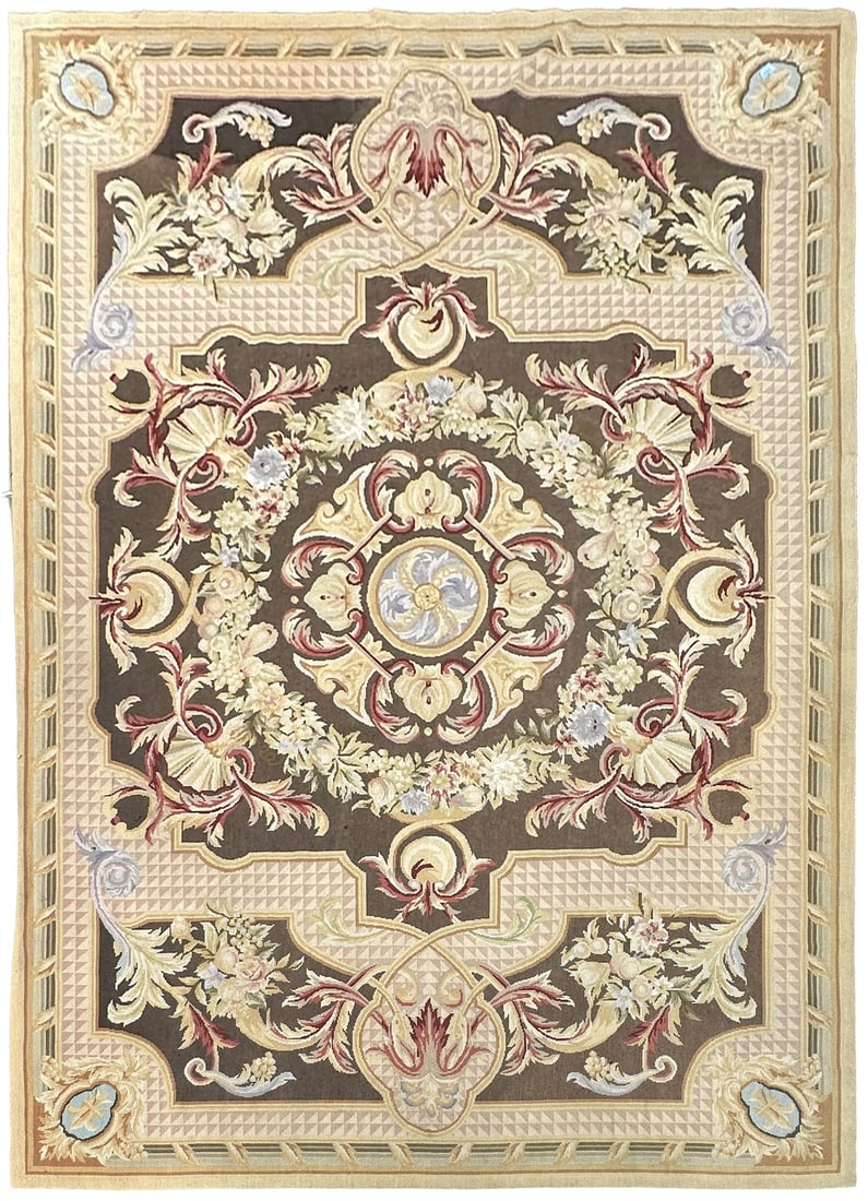 French Empire floral medallion needlepoint tapestry rug 6x9 wool (1 of 12)