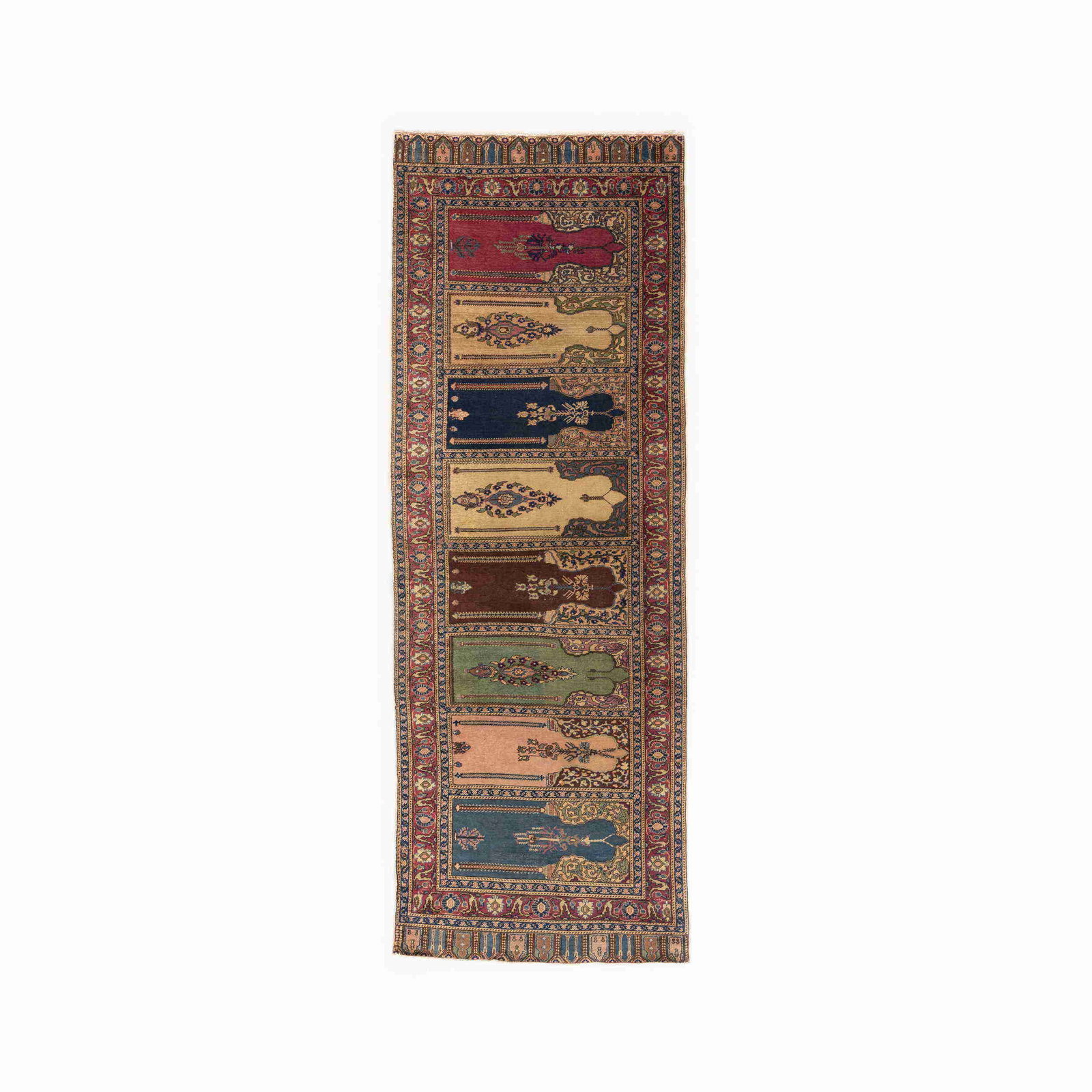 Authentic Handmade Kayseri Wool on Cotton Carpet 39.8 x 111.8: Authentic Handmade Kayseri Wool on Cotton Carpet 39.8 x 111.8 This Authentic Handmade Kayseri Carpet is crafted from high-quality wool on cotton, showcasing exquisite craftsmanship and traditional wea