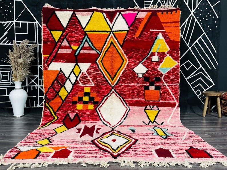 Authentic Moroccan Handwoven Colorful Rug 10 x 6.56 Feet: Authentic Moroccan Handwoven Colorful Rug 10 x 6.56 Feet Experience luxury with this authentic colorful rug, handwoven in the Atlas Mountains by skilled local Berber women using traditional techniques