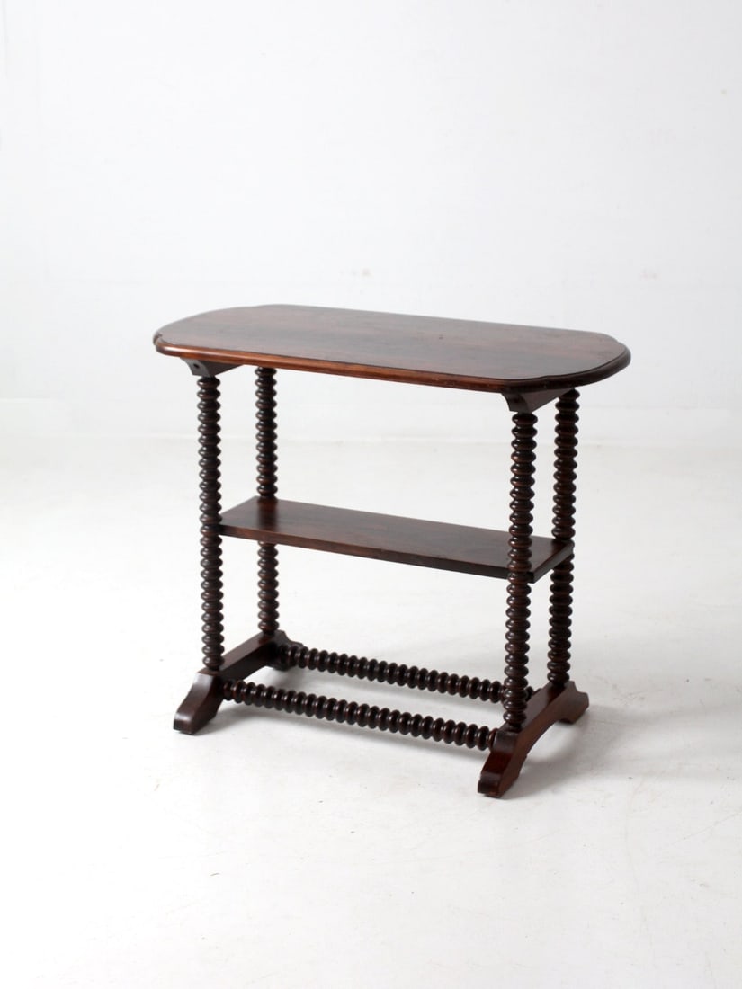 Victorian Antique Spool Leg Side Table with Oval Top (1 of 10)