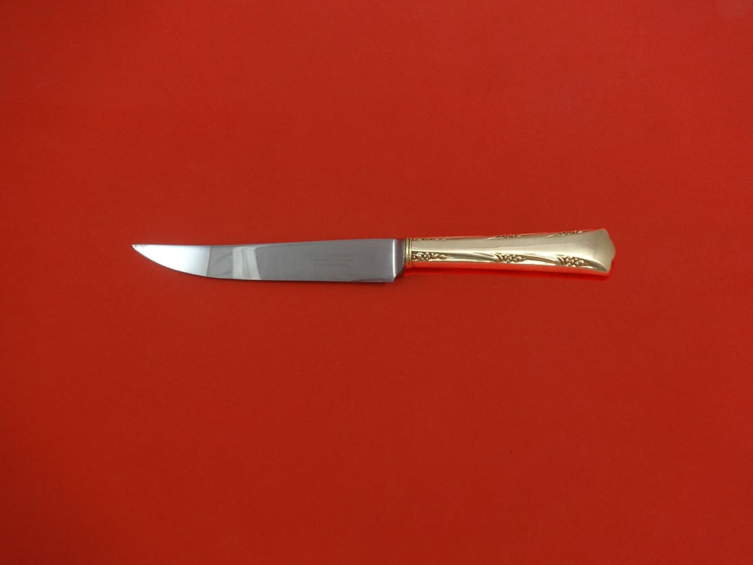 Gorham Greenbrier Sterling Silver Custom Steak Knife 8.5 inch: Gorham Greenbrier Sterling Silver Custom Steak Knife 8.5 inch This exquisite steak knife features a sterling silver hollow handle, crafted by Gorham in the elegant Greenbrier pattern. With a length of