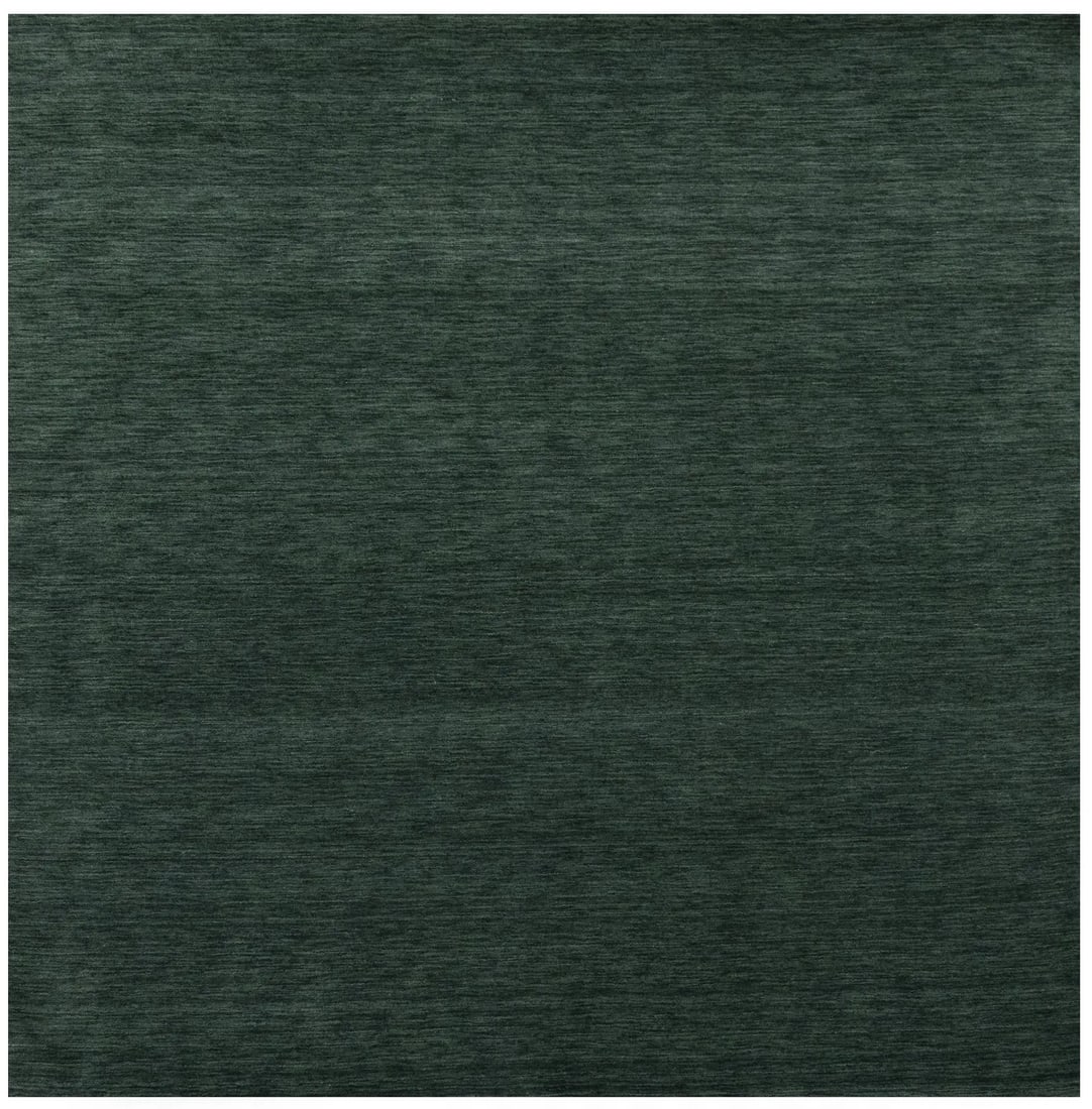 8x8 Square Hand-Loomed Wool Area Rug in Dark Green Solid Modern Design: 8x8 Square Hand-Loomed Wool Area Rug in Dark Green Solid Modern Design This dark green square rug features a solid design and is hand-loomed from wool, offering a modern aesthetic. The rug measures 8 