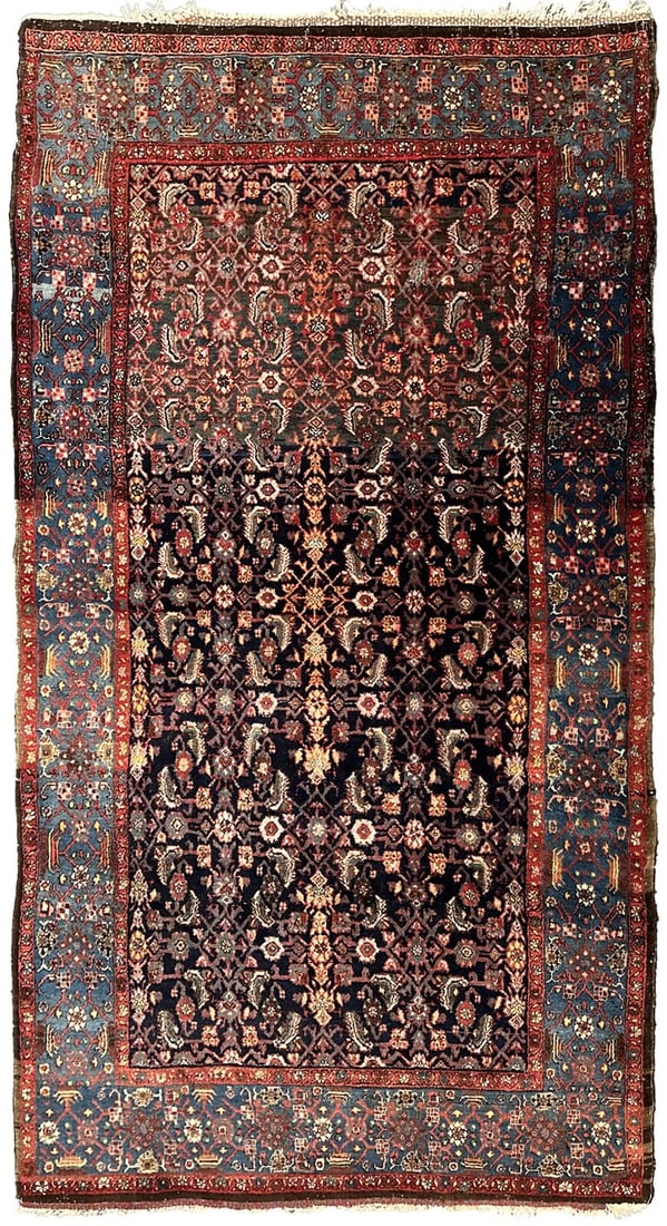 Antique Bijar Wool Area Rug 4x8 Hand Knotted: Antique Bijar Wool Area Rug 4x8 Hand Knotted This is an original hand-knotted antique Persian Bijar area rug, dating to around 1900. Crafted from 100% wool with a wool foundation, this rug features a 