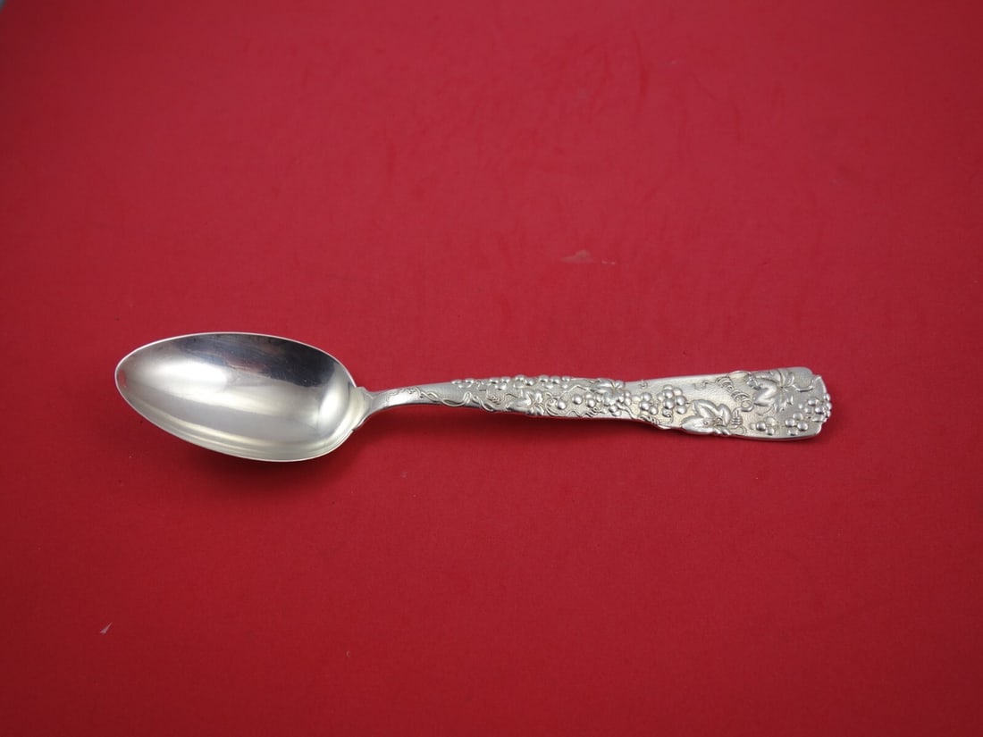 Tiffany & Co. Vine Sterling Silver Serving Spoon 8 3/4" Grape Motif: Tiffany & Co. Vine Sterling Silver Serving Spoon 8 3/4" Grape Motif This exquisite serving spoon from Tiffany & Co. features the iconic Vine pattern, renowned for its intricate grapevine motif. Crafte