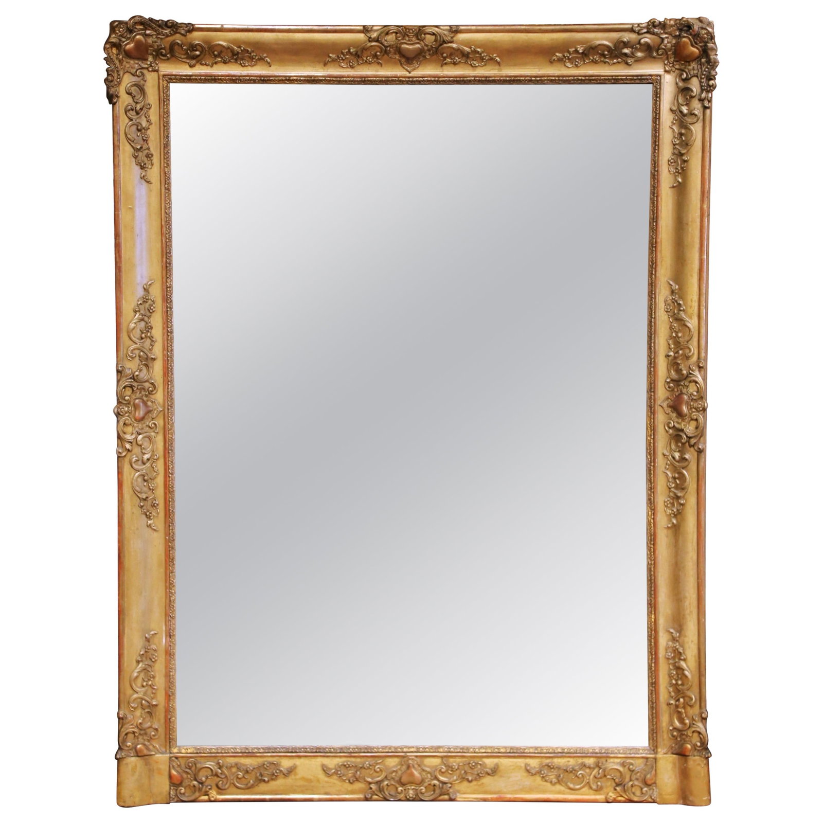 French Rococo Revival Giltwood Mantel Mirror Heart Motifs (1 of 10)