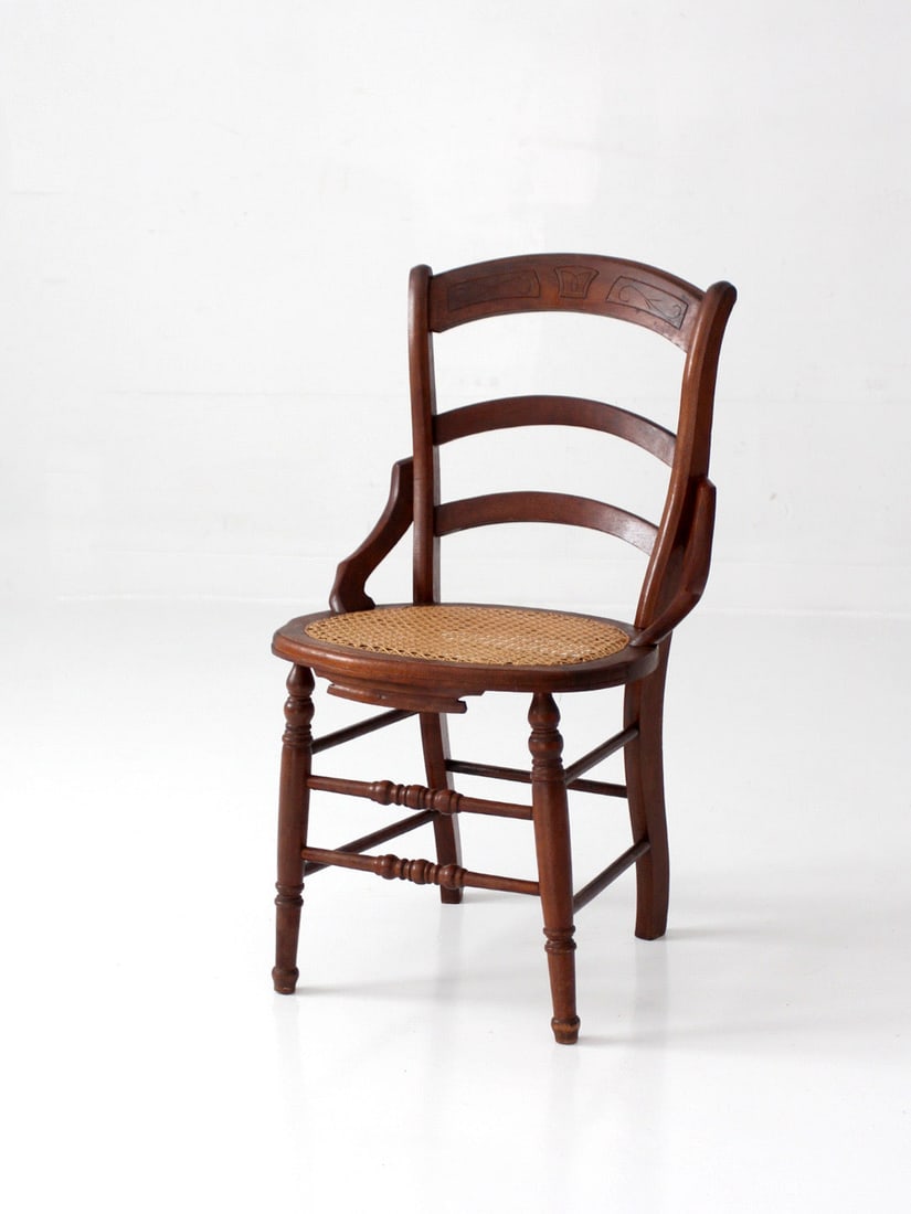 Eastlake Cane Seat Ladder Back Antique Chair (1 of 11)