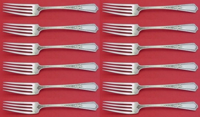 Towle D'Orleans Sterling Silver Fork Set 12 pcs 7 1/4 inches: Towle D'Orleans Sterling Silver Fork Set 12 pcs 7 1/4 inches Elevate your dining experience with this exquisite set of 12 regular forks from the D'Orleans pattern by Towle. Crafted from high-quality s