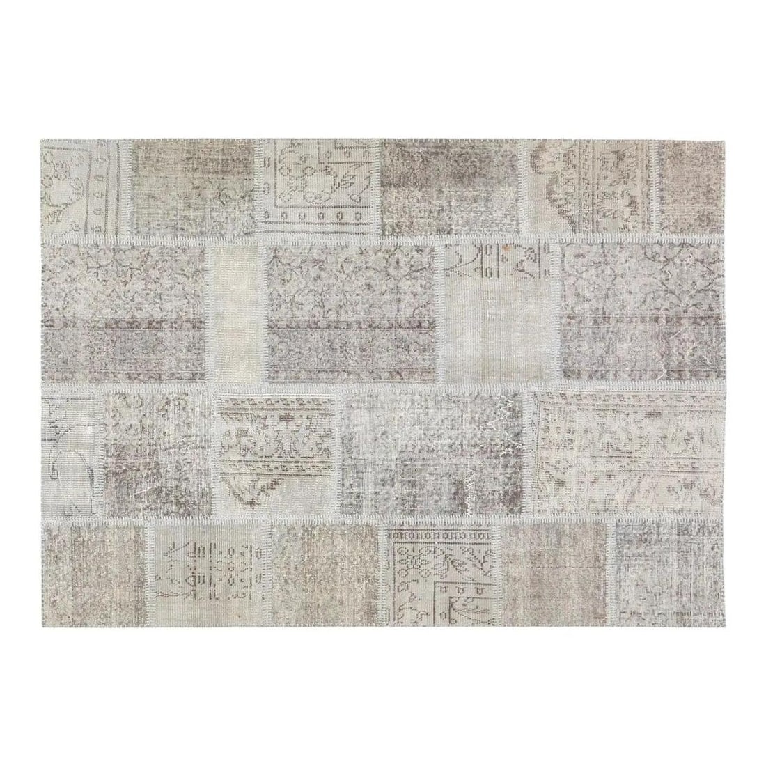 Hand Knotted Wool Patchwork Rug in Turkish Style 5'x7' (1 of 6)