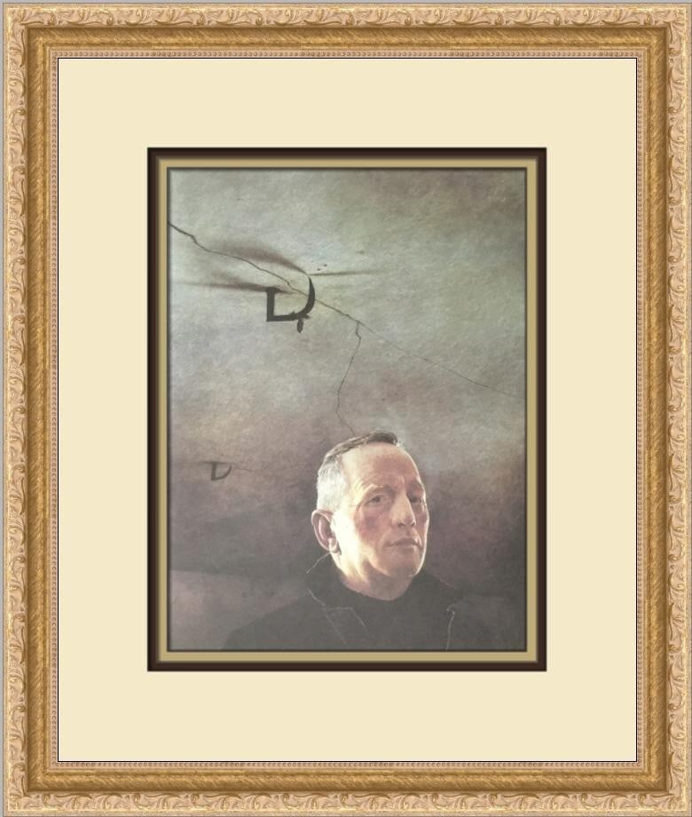 Andrew Wyeth Karl open edition framed print 17 x 14: Andrew Wyeth Karl open edition framed print 17 x 14 This is a custom-framed open edition offset lithograph print titled "Karl" by Andrew Wyeth, produced in 1976. The artwork is presented in a portrait