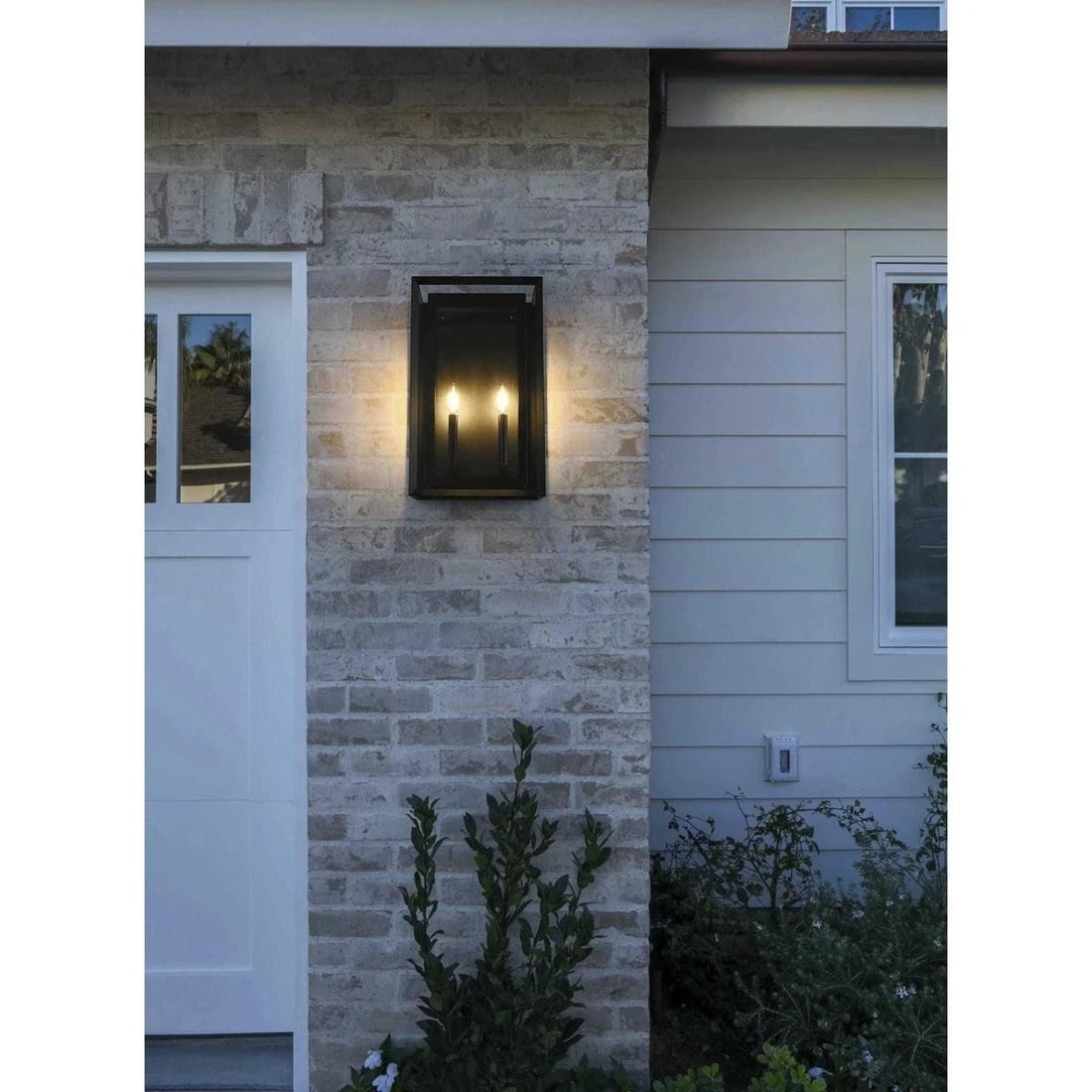 Etting Black Iron Glass Wall Sconce 2 Light Outdoor 19.5 Inch (1 of 9)