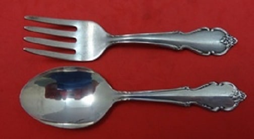 International Sterling Silver Breton Rose Baby Set 2pc Fork Spoon 4 1/8" (1 of 1)
