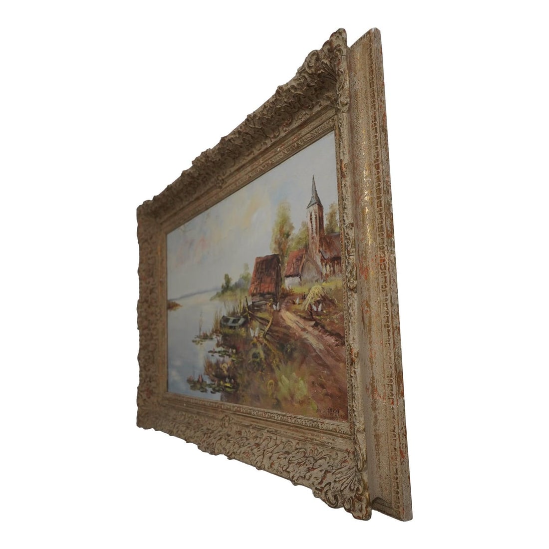 Rustic Landscape Oil on Canvas Signed by Alphonse Van Woerkom (1 of 10)