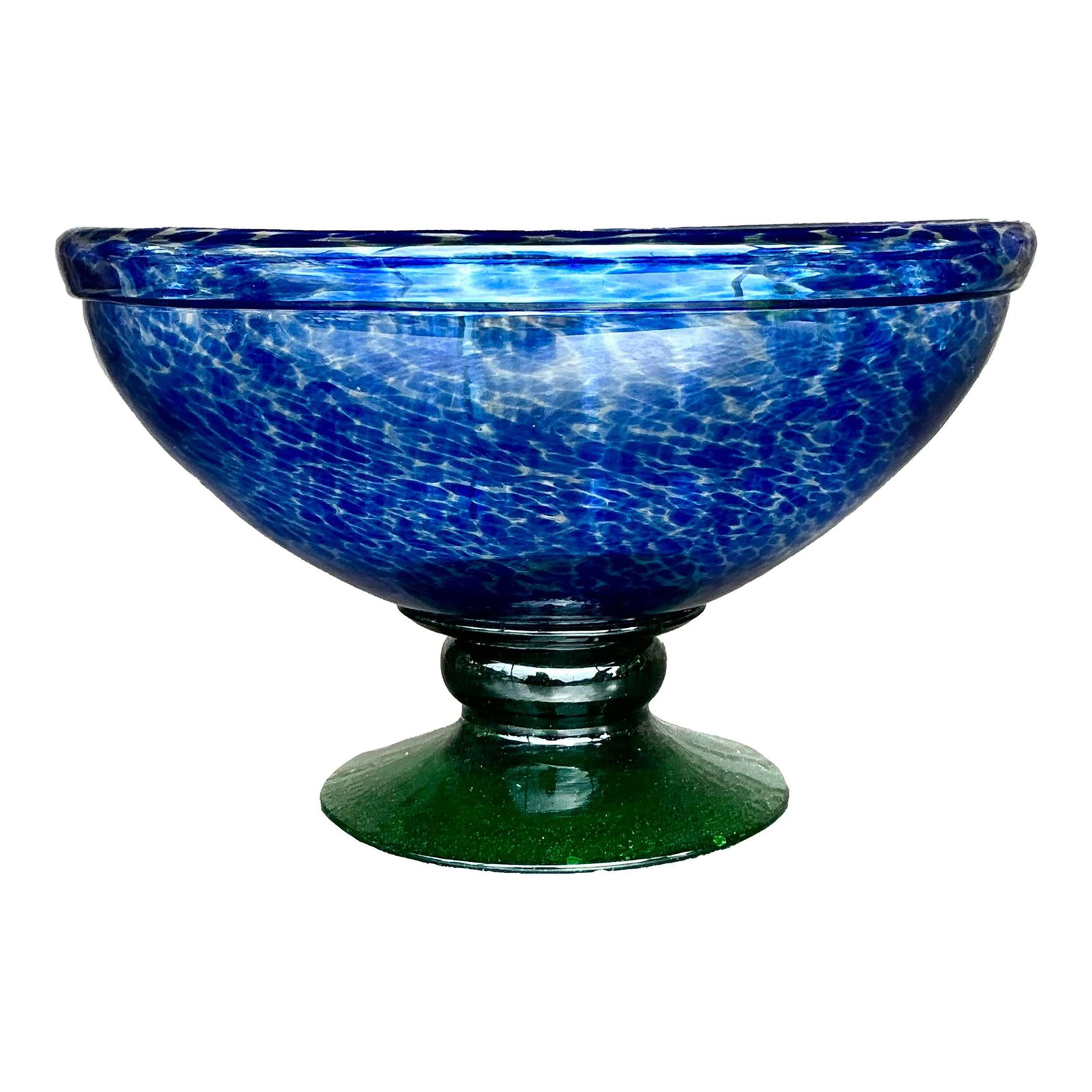 Vintage Boho Navy Blue Blown Glass Decorative Bowl: Vintage Boho Navy Blue Blown Glass Decorative Bowl Elevate your decor with this exquisite Vintage Boho Blown Glass Bowl, a stunning blend of artistry and practicality. This handcrafted piece features 