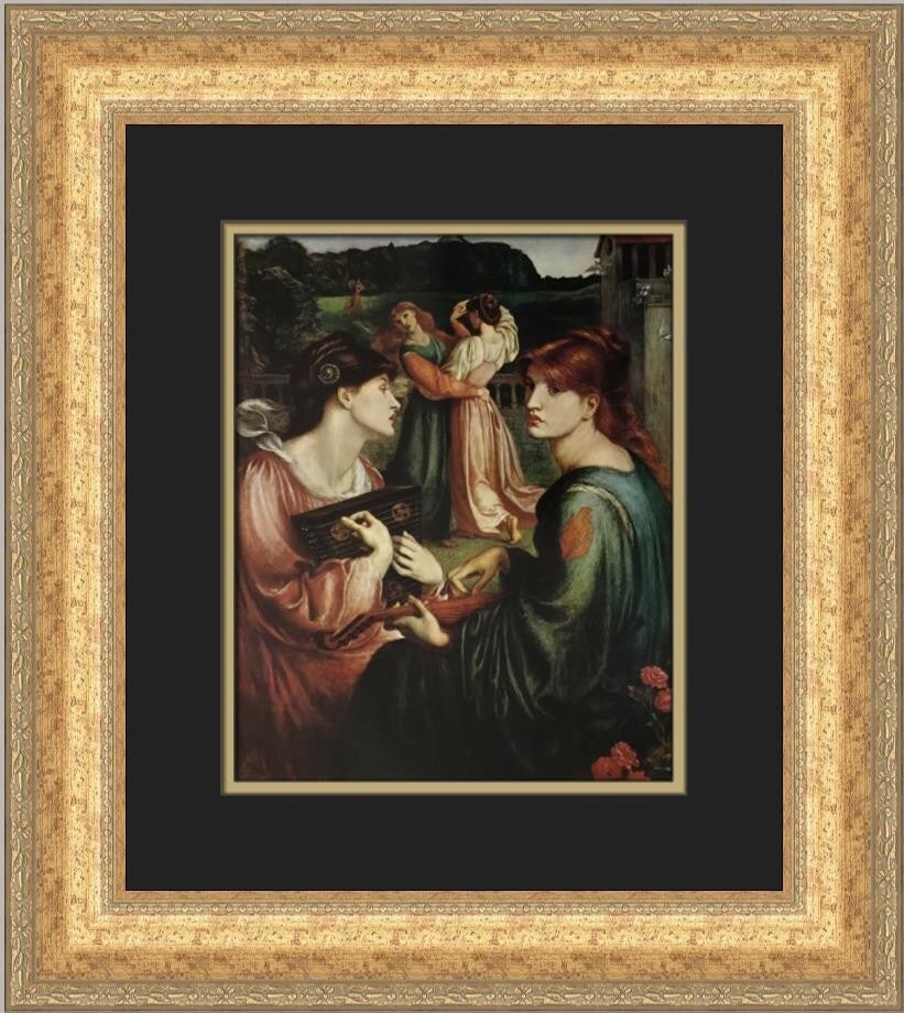 Dante Rossetti The Bower Meadow Custom Framed Art Print 1979: Dante Rossetti The Bower Meadow Custom Framed Art Print 1979 This exquisite custom framed print titled "The Bower Meadow" by Dante Rossetti showcases a blend of Expressionism and Impressionism, captur